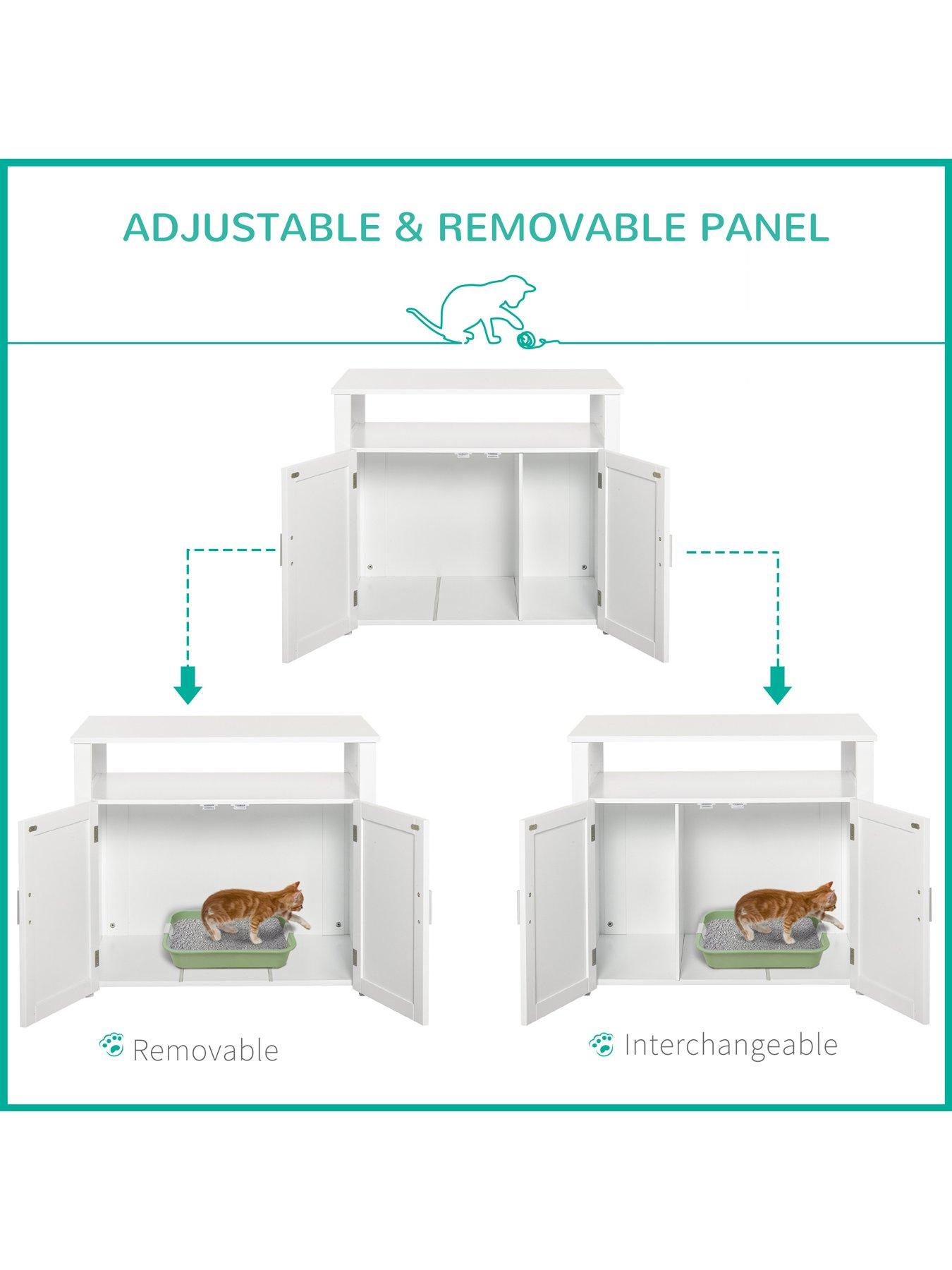 pawhut-wood-cat-litter-box-enclosure-furniture-w-adjustable-interior-wall-whitedetail