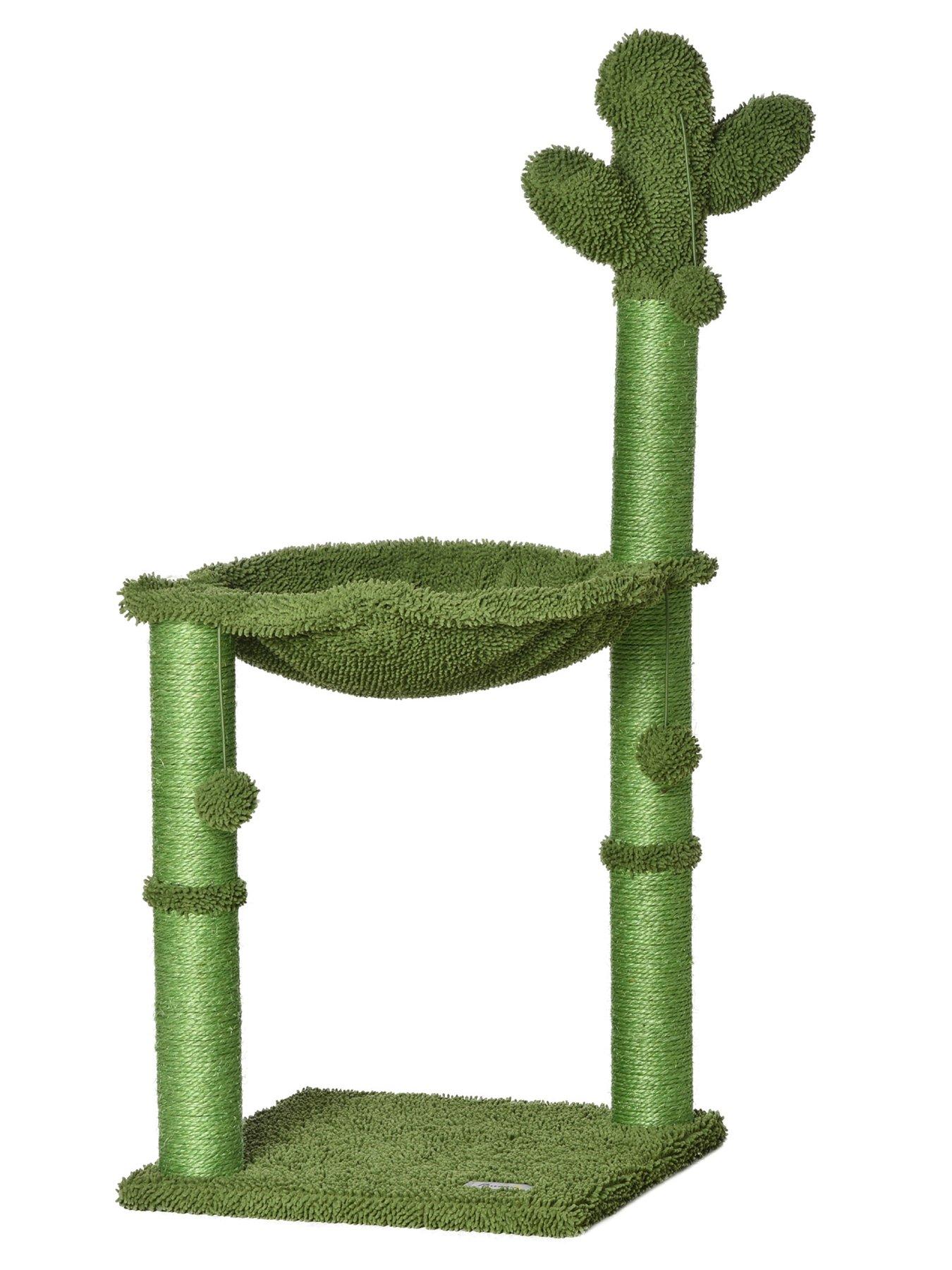 Image 1 of 7 of PawHut Cactus Cat Tree Tower Sisal Scratching Post with Hammock (40 x 40 x 96cm)