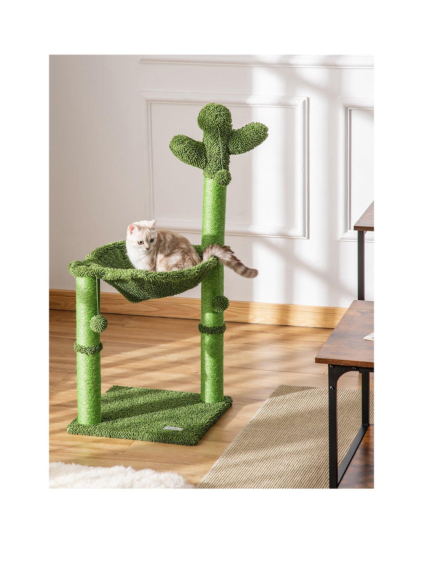 Image 2 of 7 of PawHut Cactus Cat Tree Tower Sisal Scratching Post with Hammock (40 x 40 x 96cm)