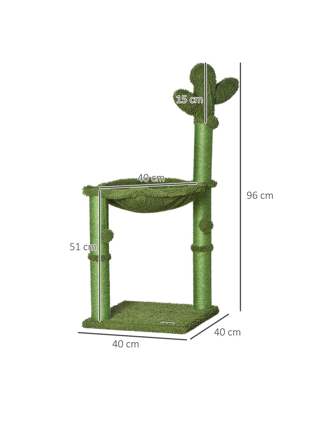 Image 3 of 7 of PawHut Cactus Cat Tree Tower Sisal Scratching Post with Hammock (40 x 40 x 96cm)