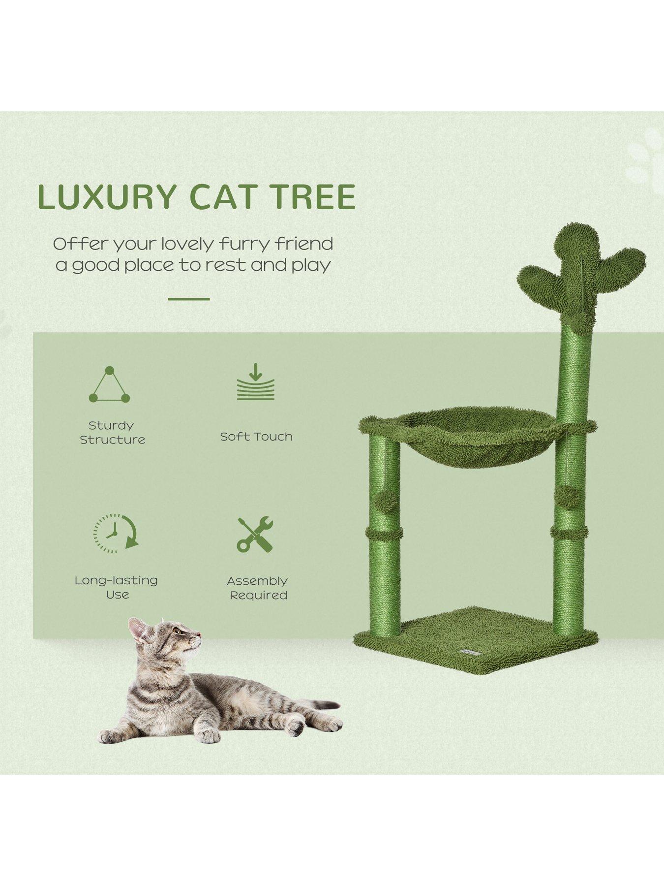 Image 4 of 7 of PawHut Cactus Cat Tree Tower Sisal Scratching Post with Hammock (40 x 40 x 96cm)