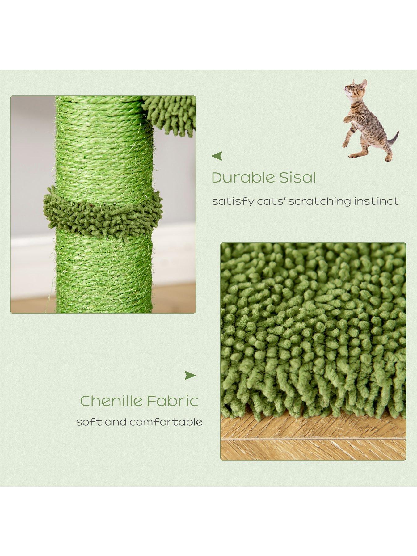 Image 5 of 7 of PawHut Cactus Cat Tree Tower Sisal Scratching Post with Hammock (40 x 40 x 96cm)