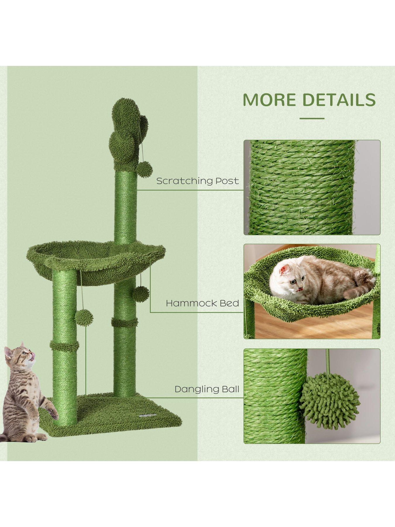 Image 6 of 7 of PawHut Cactus Cat Tree Tower Sisal Scratching Post with Hammock (40 x 40 x 96cm)