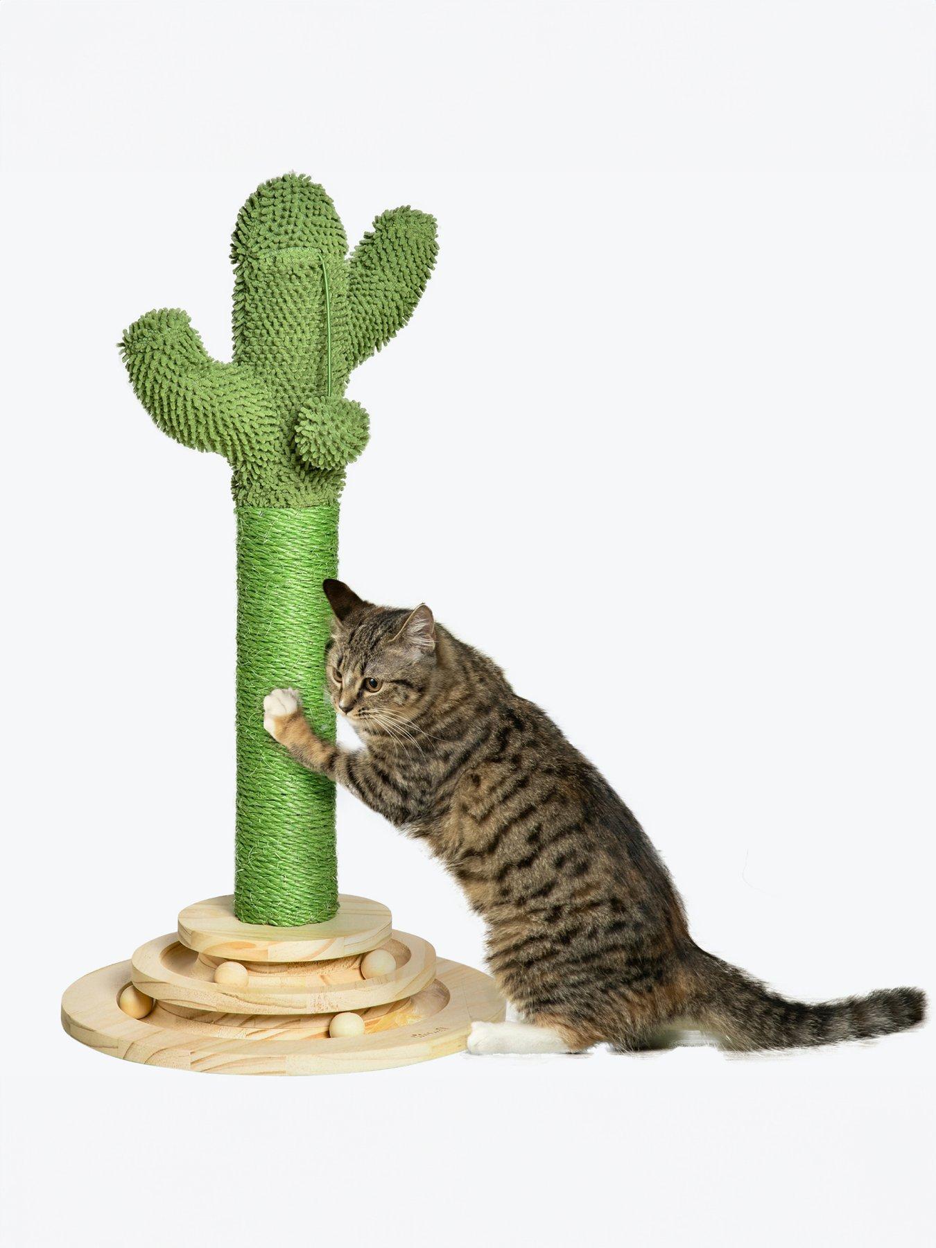 pawhut-cat-tree-cactus-sisal-scratching-post-interactive-fun-roller-exerciser