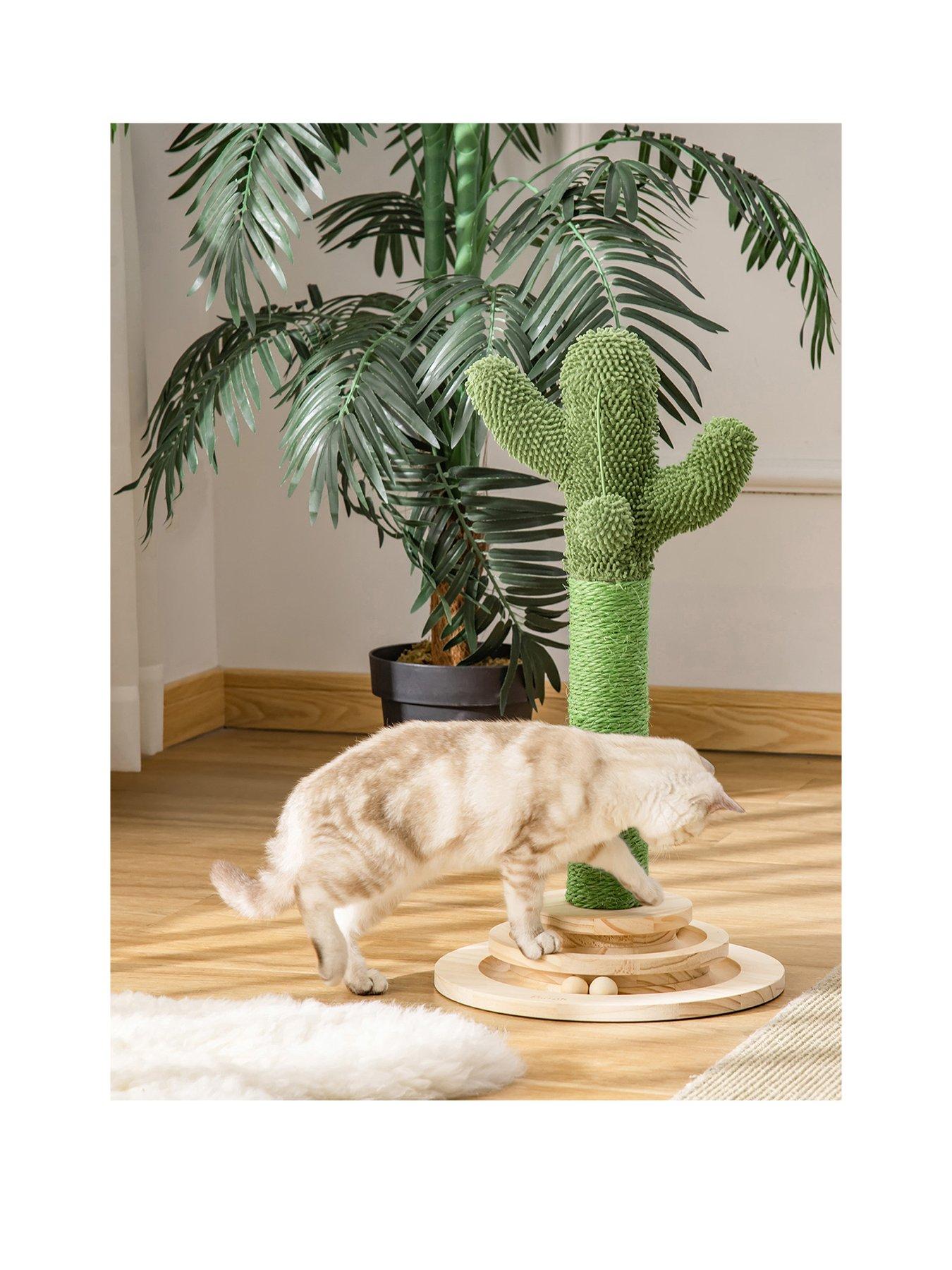 pawhut-cat-tree-cactus-sisal-scratching-post-interactive-fun-roller-exerciserstillFront