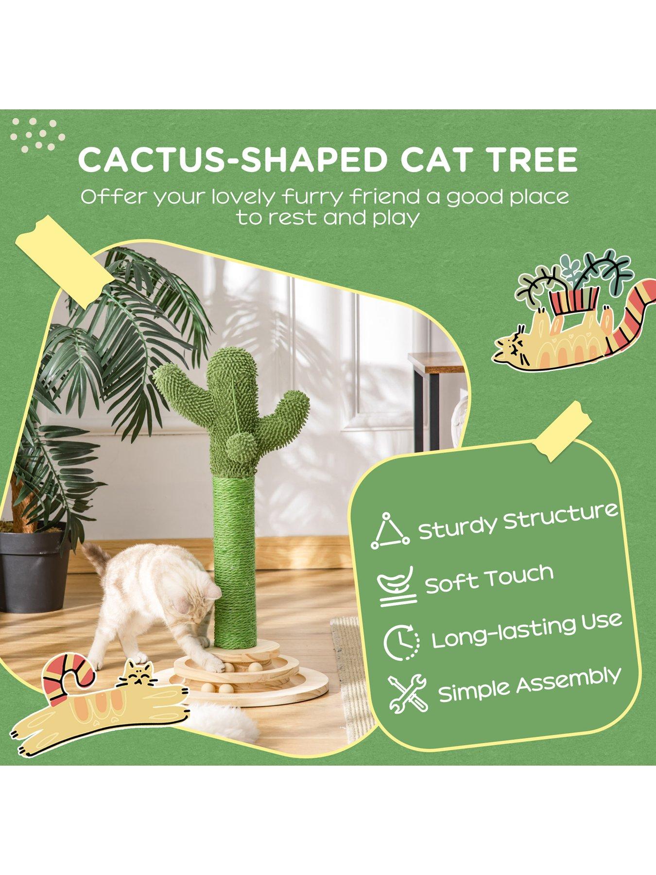 pawhut-cat-tree-cactus-sisal-scratching-post-interactive-fun-roller-exerciseroutfit