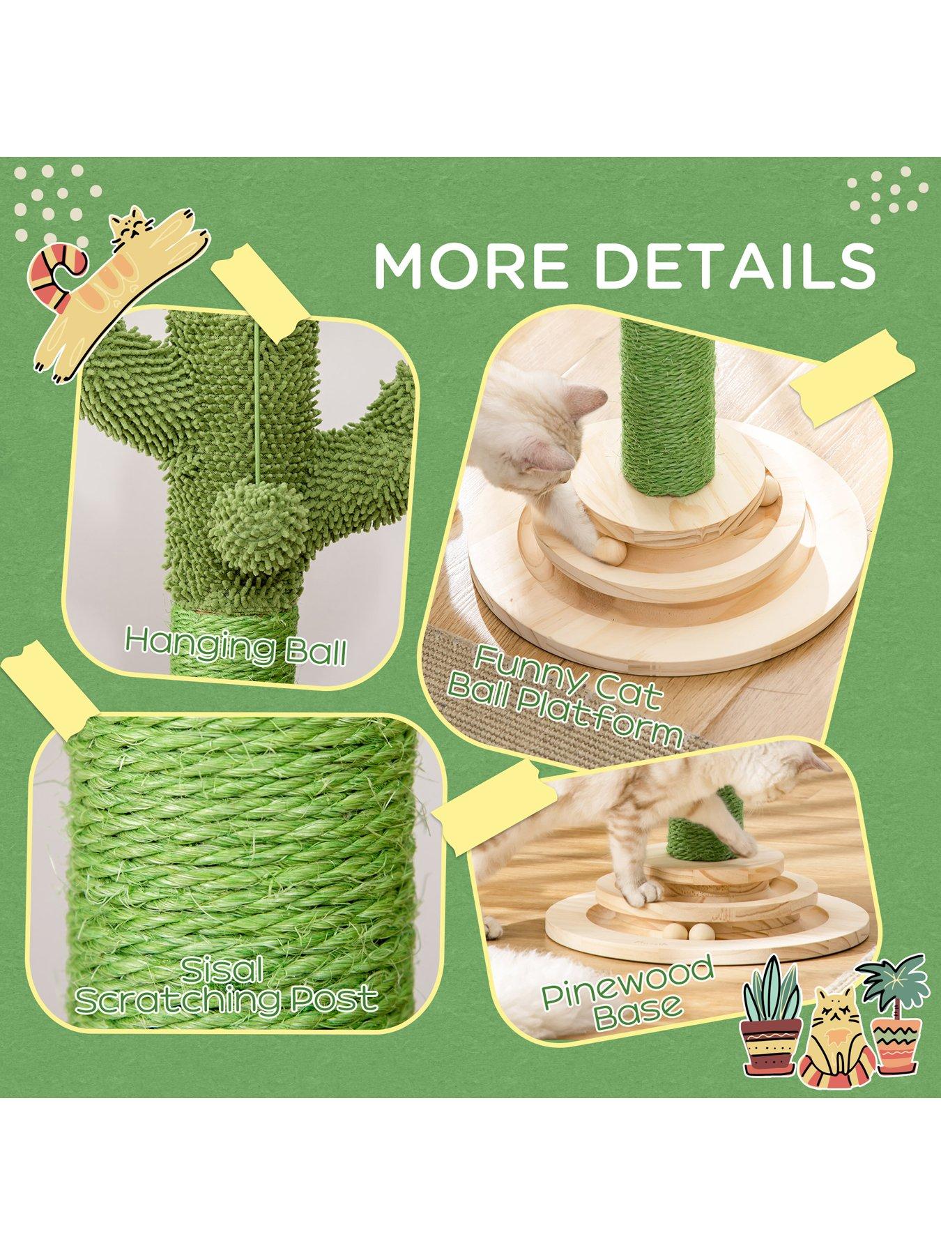 pawhut-cat-tree-cactus-sisal-scratching-post-interactive-fun-roller-exerciserdetail