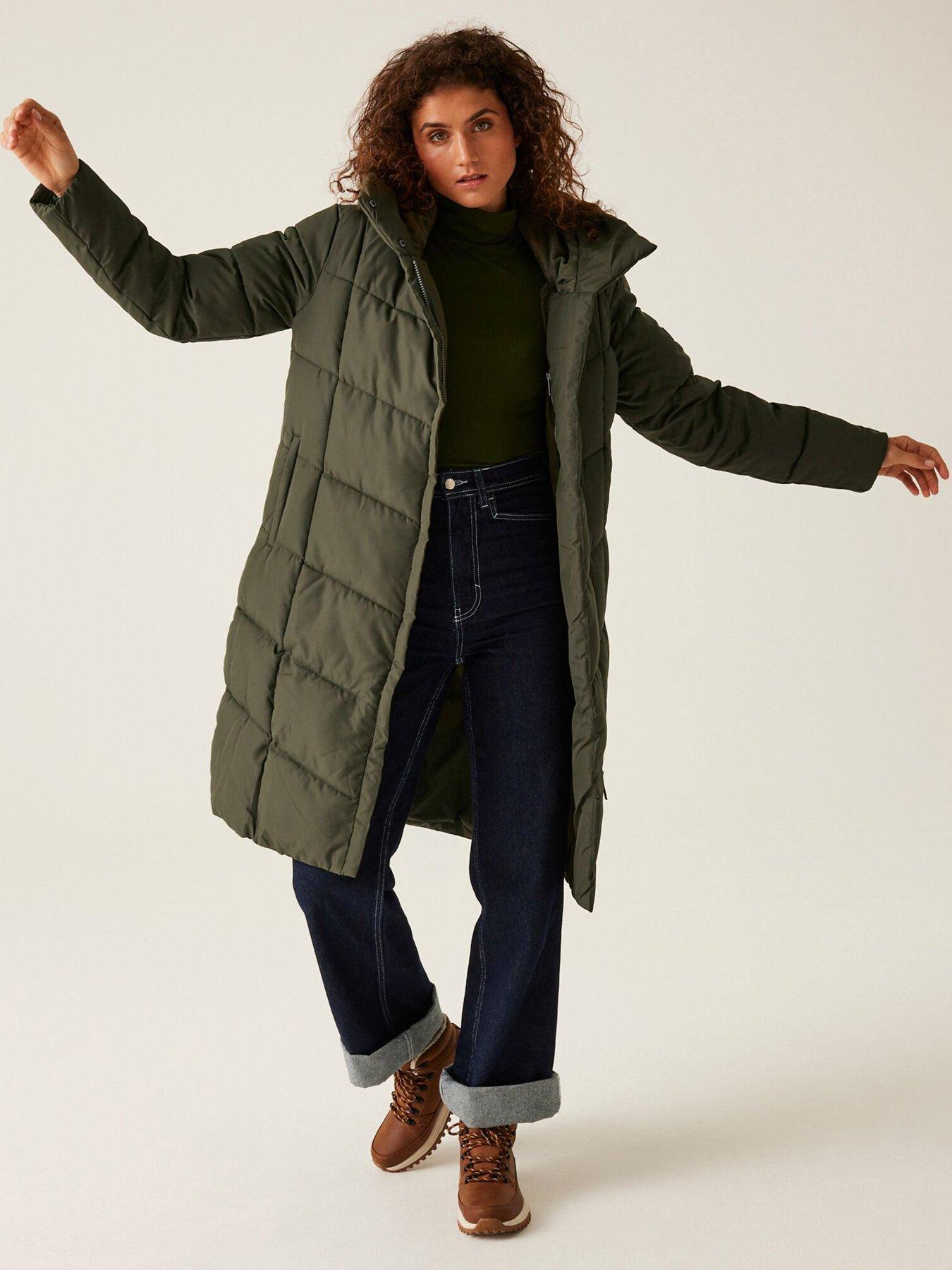 undefined Womens Nurie Baffled/Quilted Jacket-KHAKI
