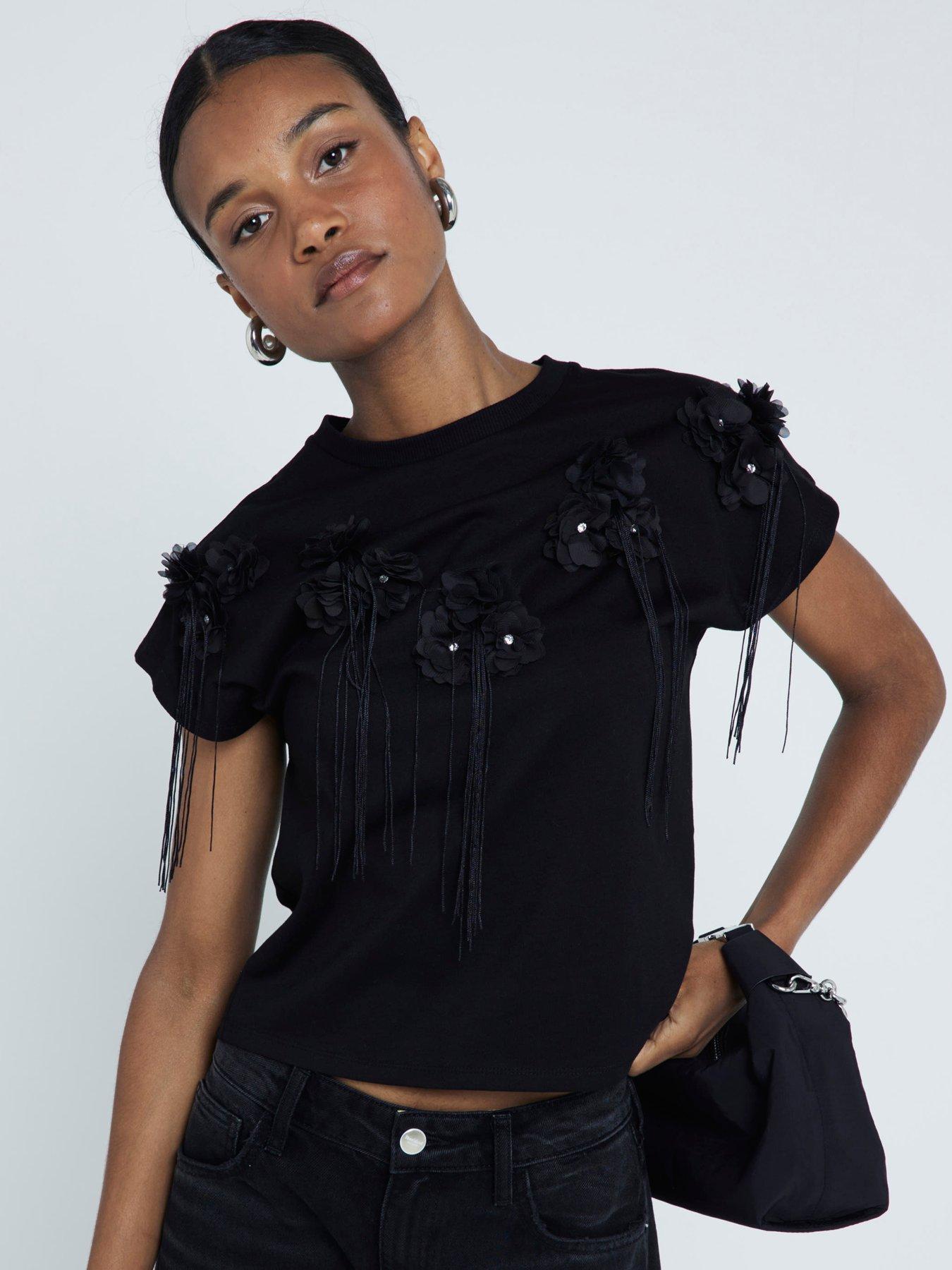 river-island-floral-tassel-t-shirt-blackfront