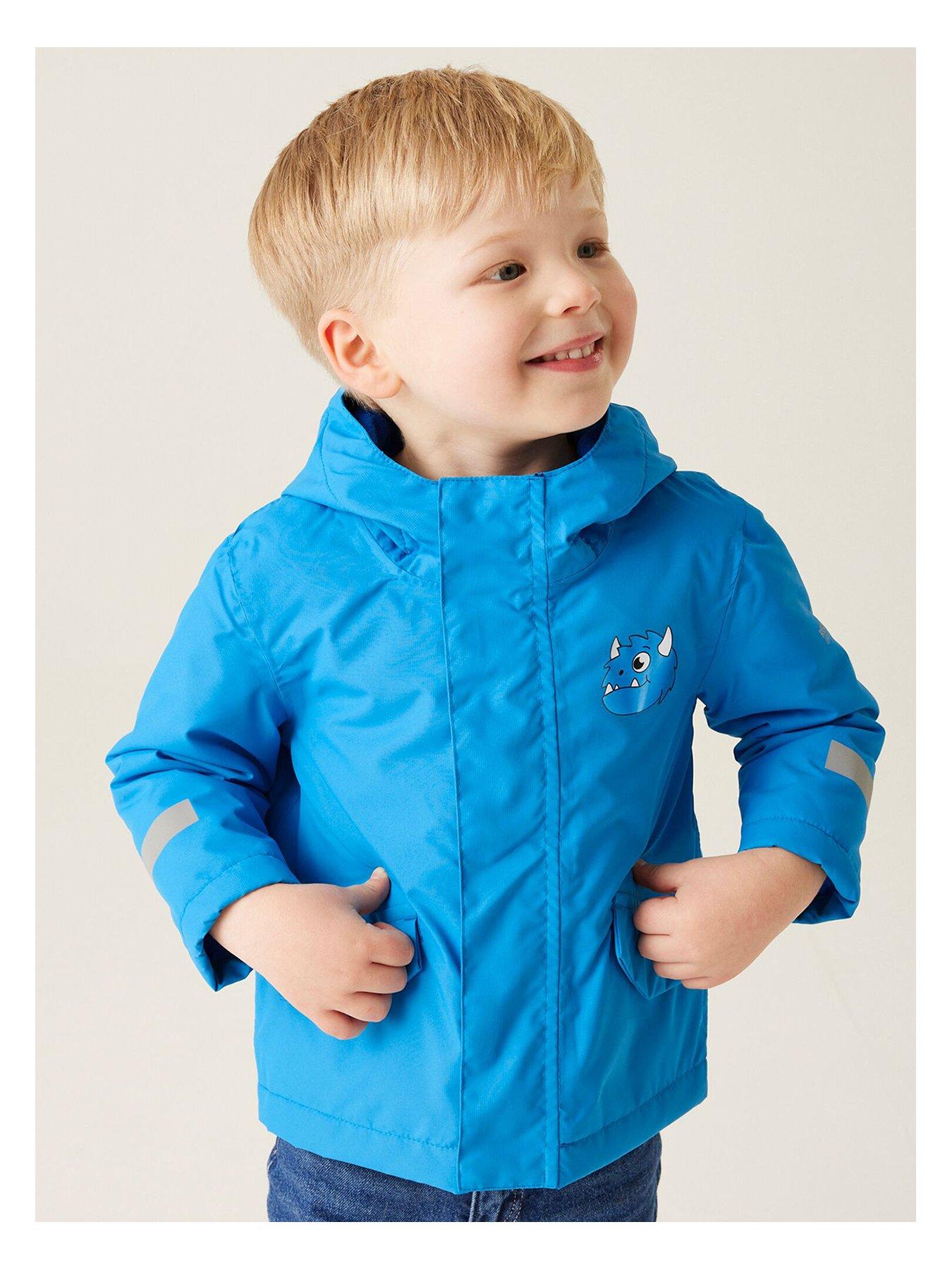 regatta-kids-animal-rainy-day-jacket-waterproof-insulated-jacket-spike-the-monster-blue