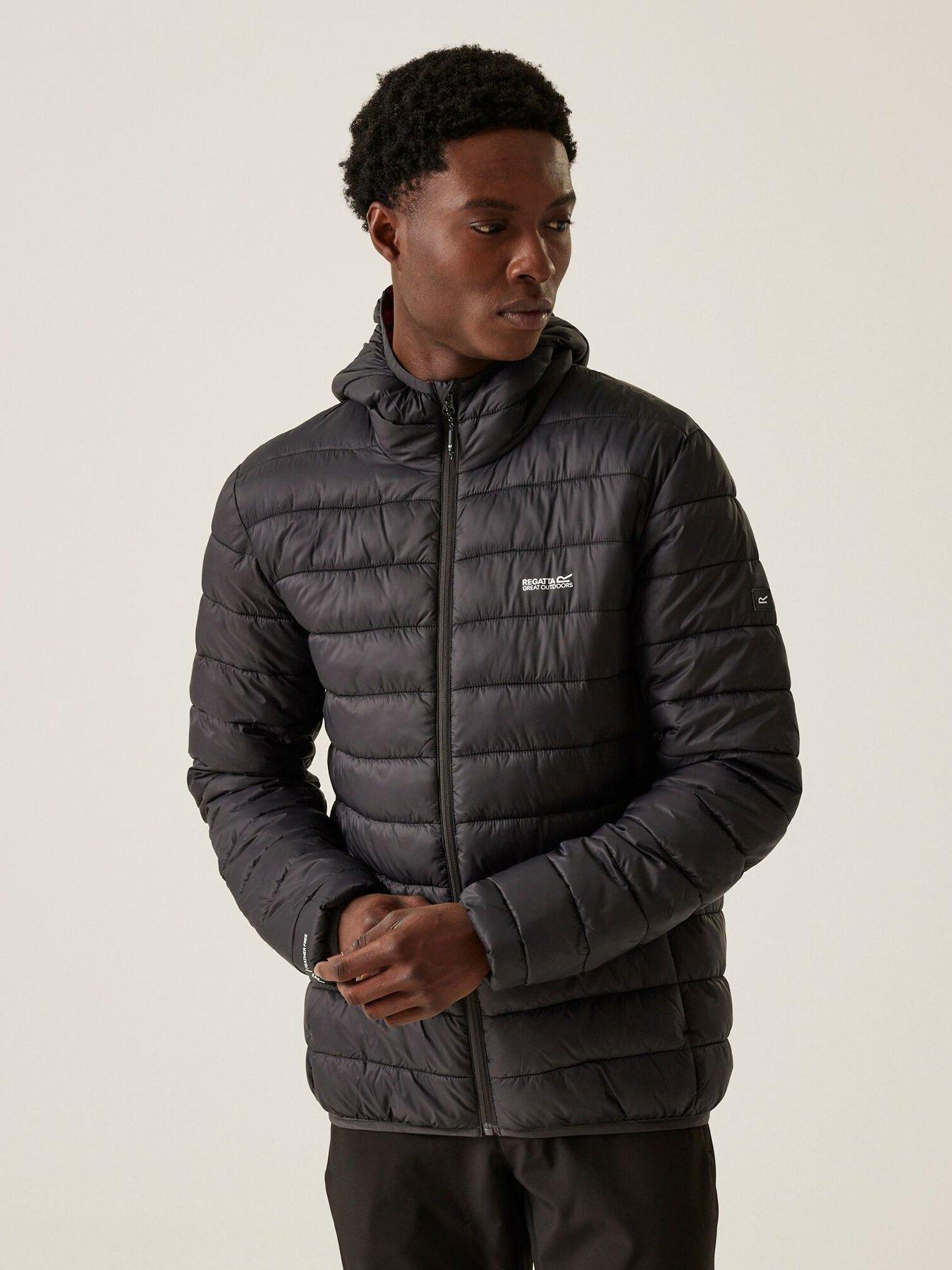 Image of Regatta Mens Hooded Marizion Baffled/Quilted Jacket-GREY