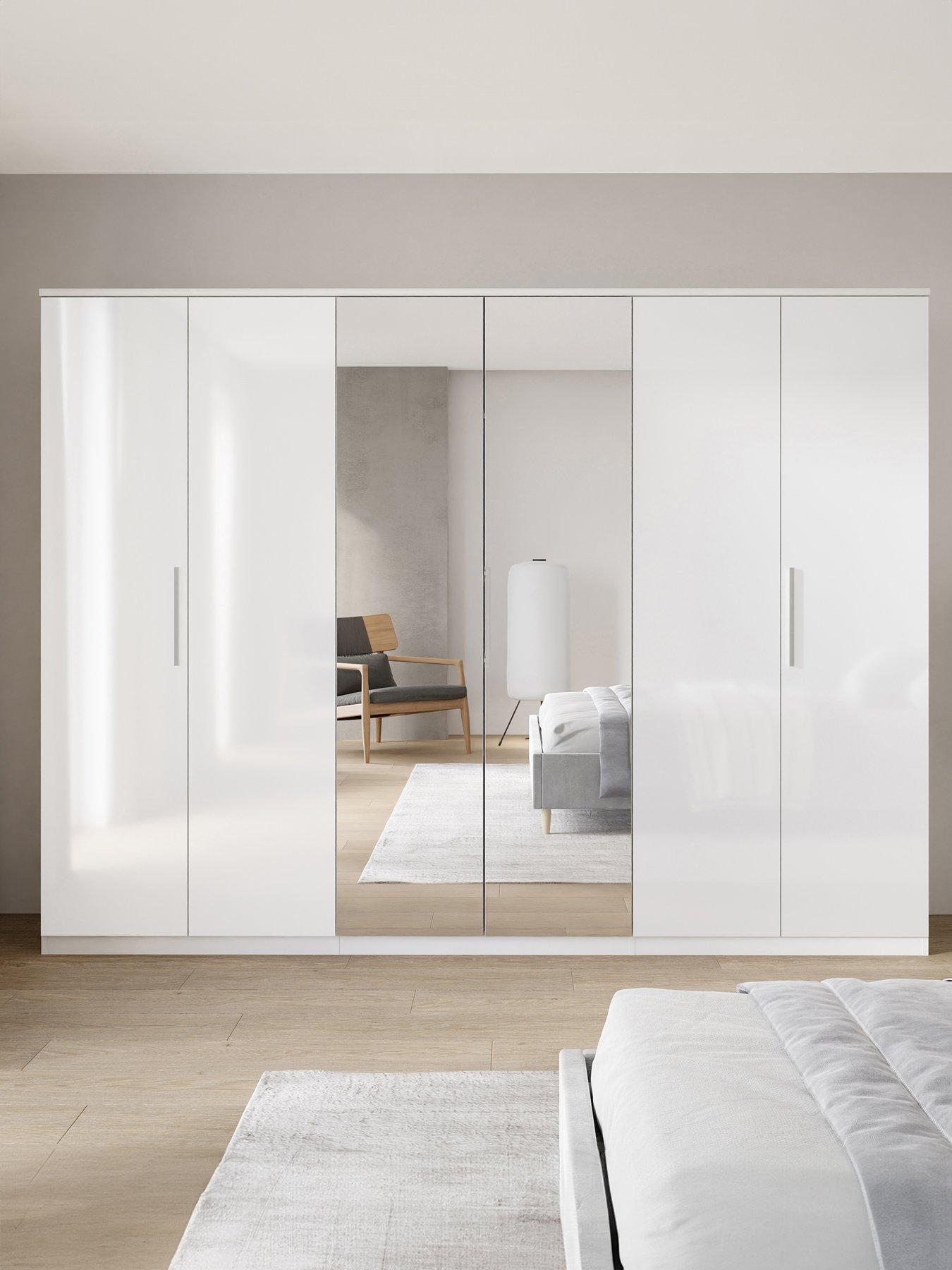 The Very Collection Prague Gloss 6 Door Mirrored Wardrobe - FSC® Certified