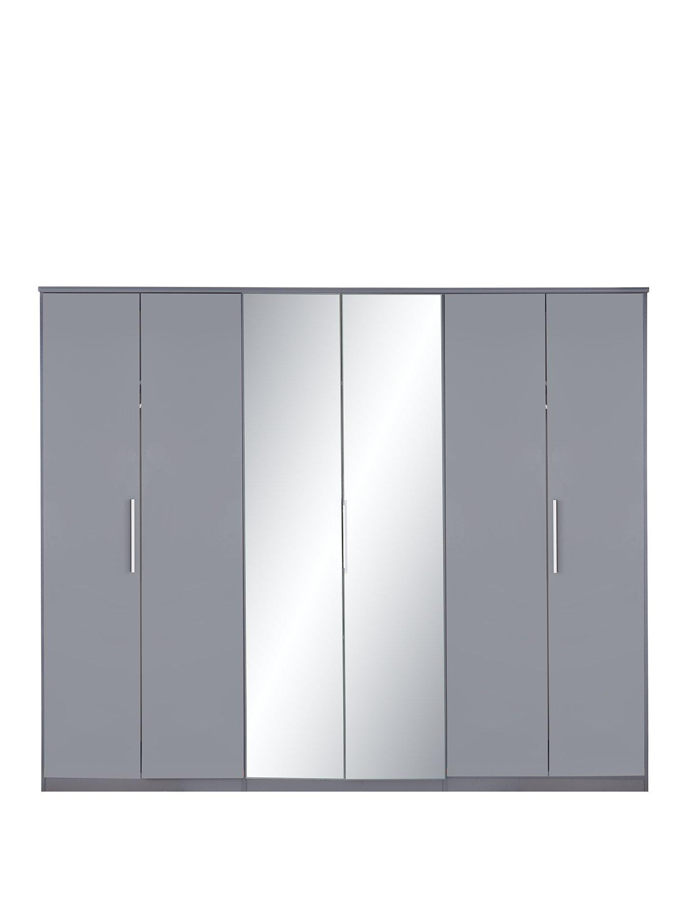Image 2 of 7 of The Very Collection Prague Gloss 6 Door Mirrored&nbsp;Wardrobe - FSC&reg; Certified