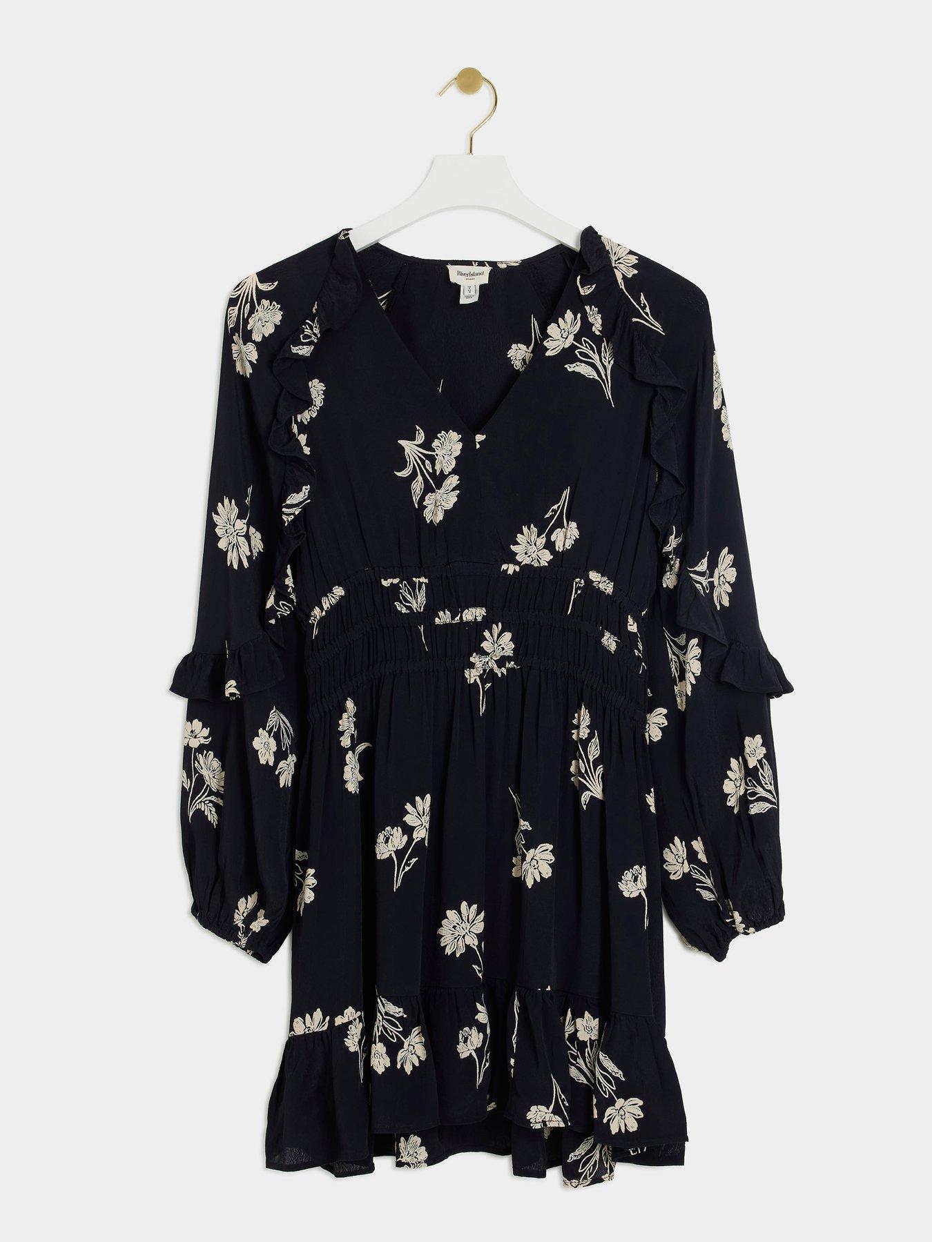 river-island-frill-detail-tea-dress-blackdetail