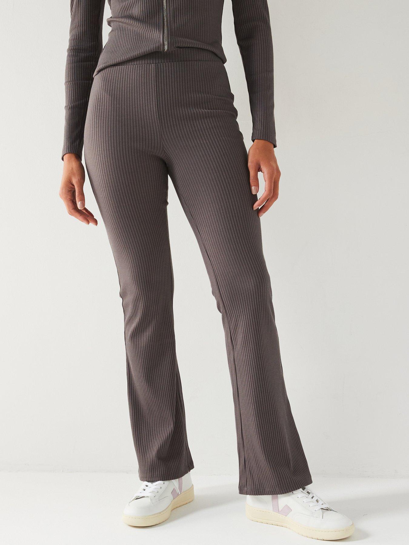 v-by-very-rib-kickflare-trouser-grey