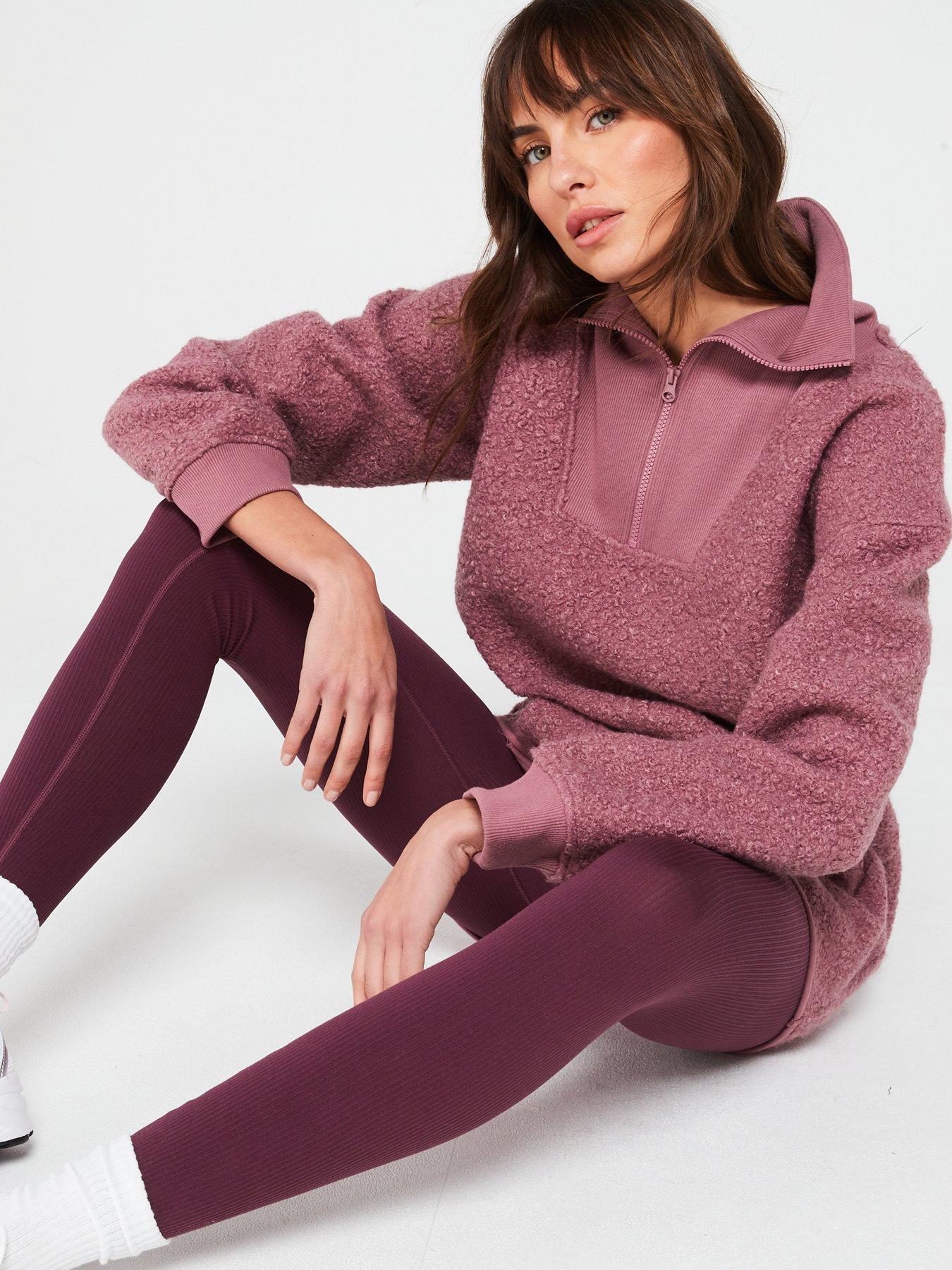 v-by-very-ribbed-borg-zip-through-fleece-top-pinkdetail