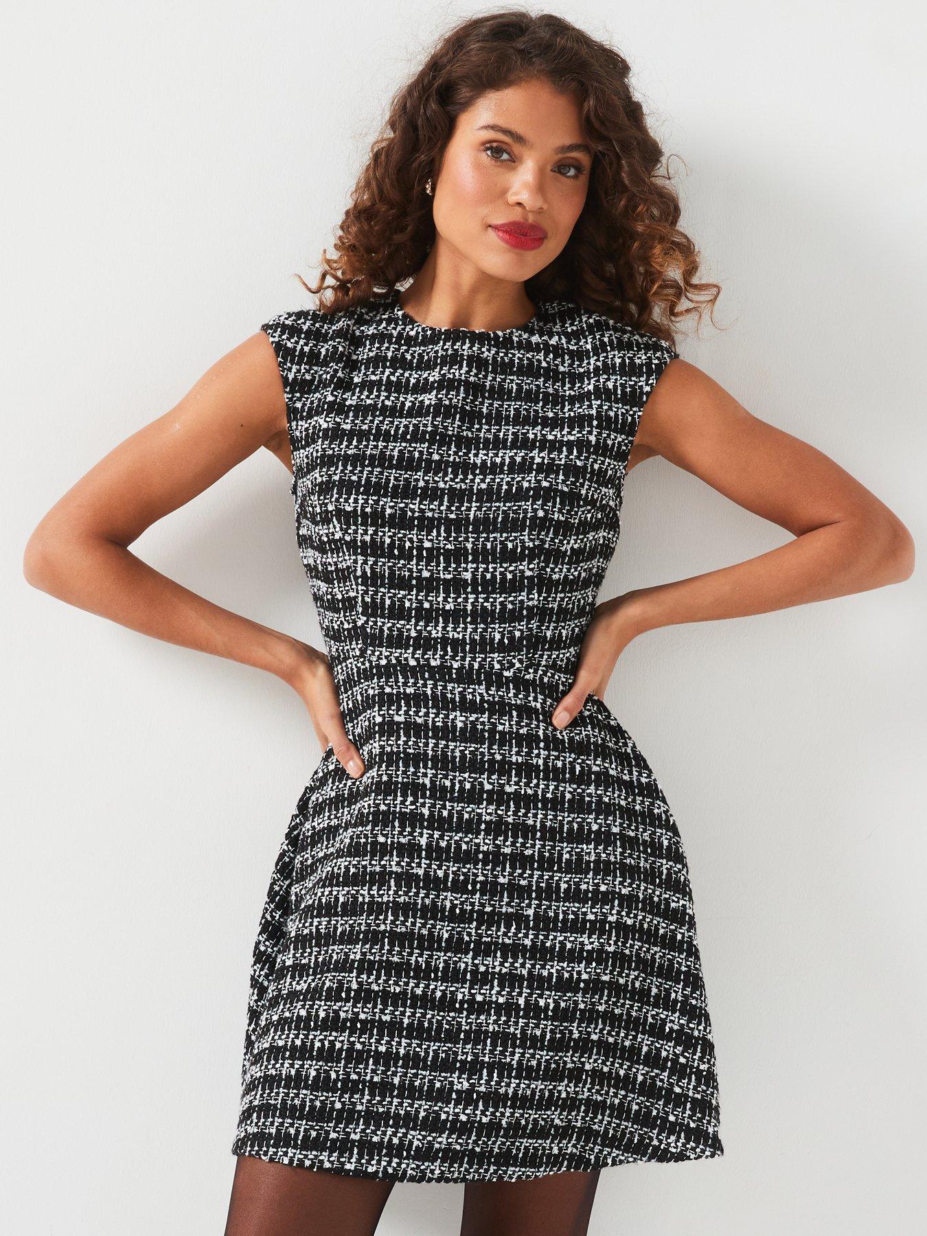 Image of V by Very Boucle Cap Sleeve Mini Dress - Print