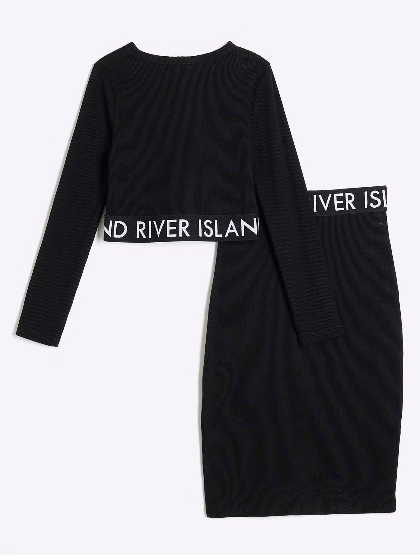 river-island-older-girl-ri-ribbed-top-and-skirt-set-blackback