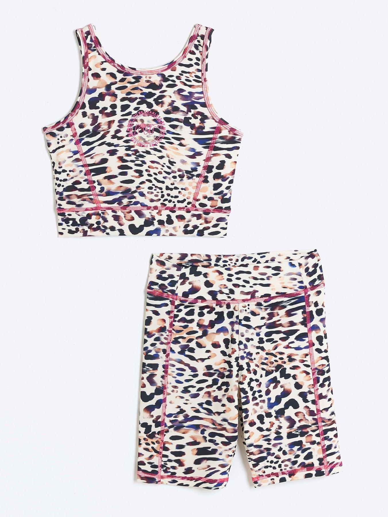 river-island-girls-leopard-crop-and-cycle-short-activewear-set-beige