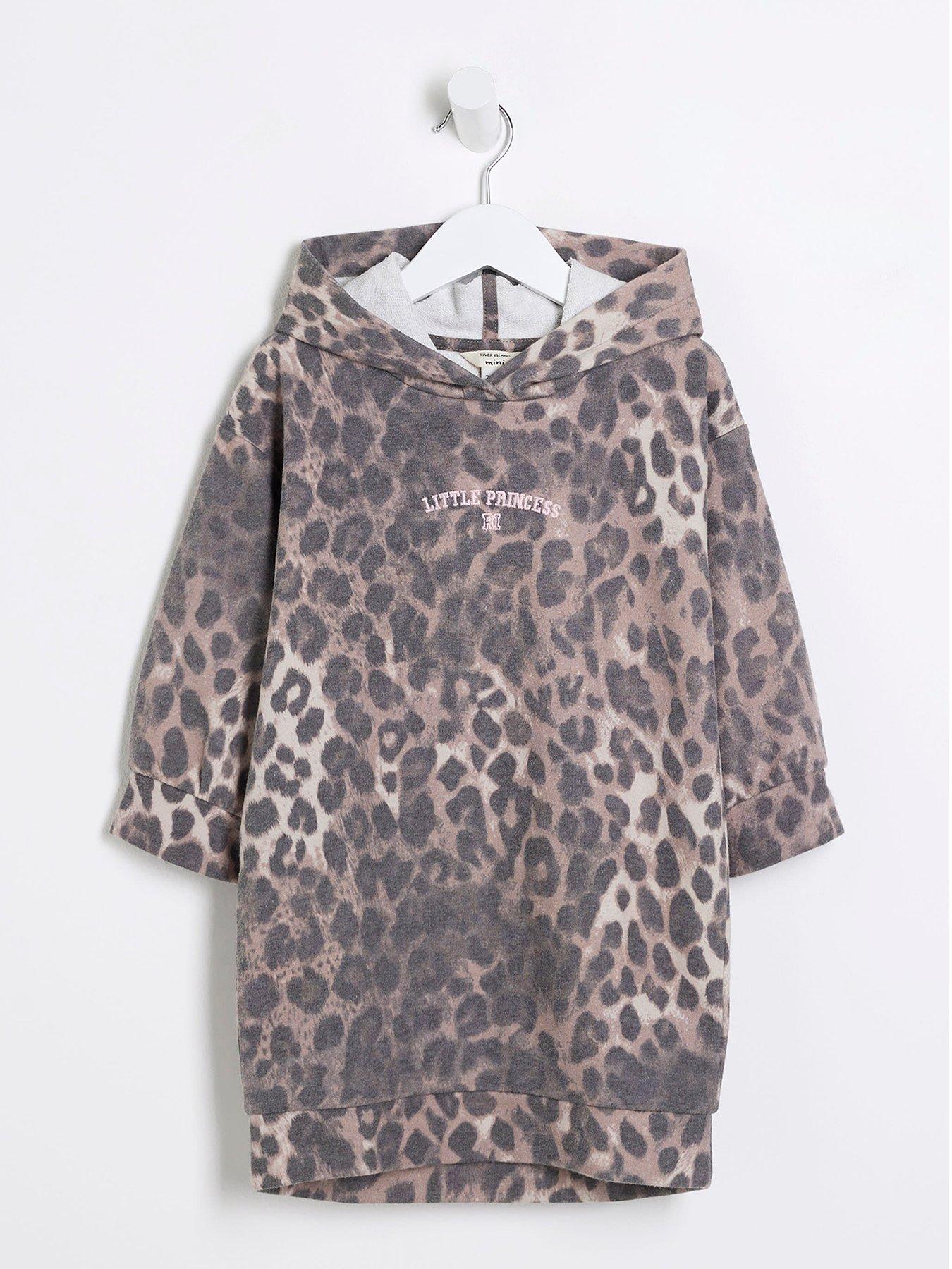 river-island-mini-mini-girl-leopard-print-longline-hoody-brown