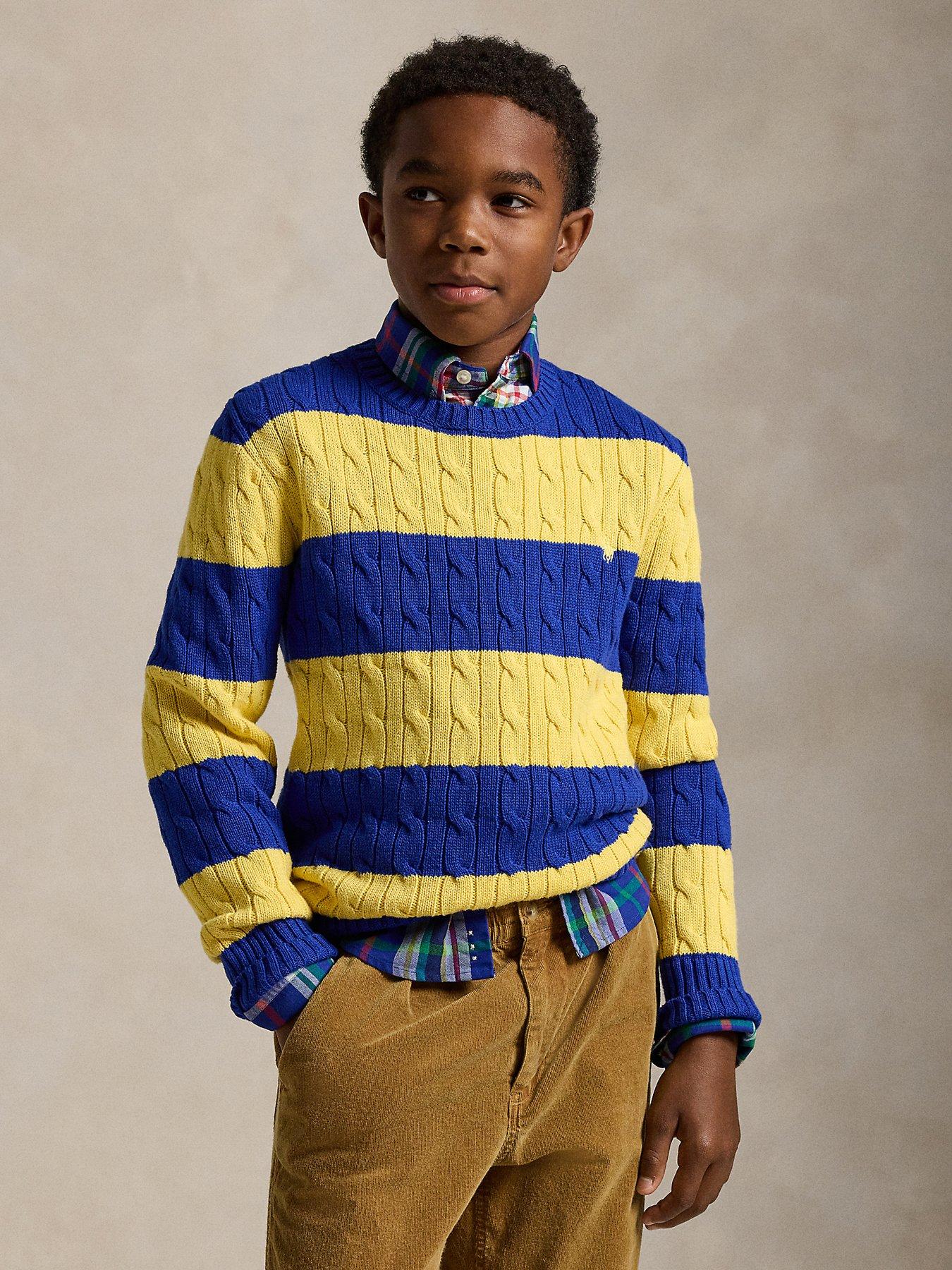 undefined Boys Stripe Knit Jumper - Blue