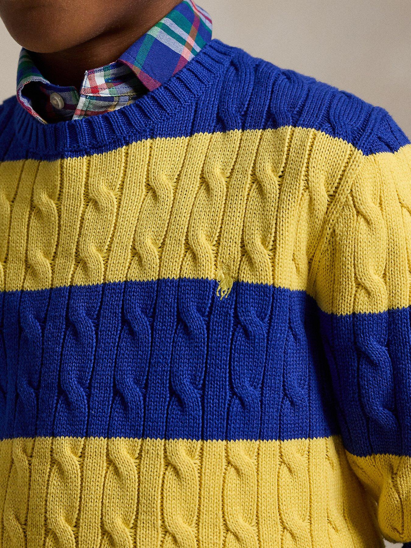 Image 3 of 5 of Polo Ralph Lauren Boys Stripe Knit Jumper - Blue