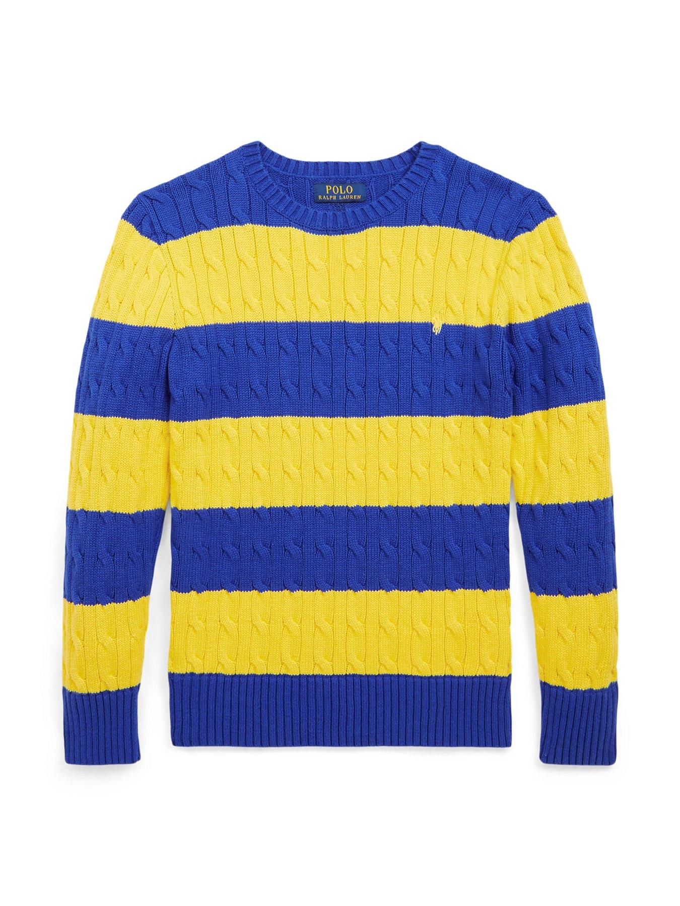 Image 4 of 5 of Polo Ralph Lauren Boys Stripe Knit Jumper - Blue