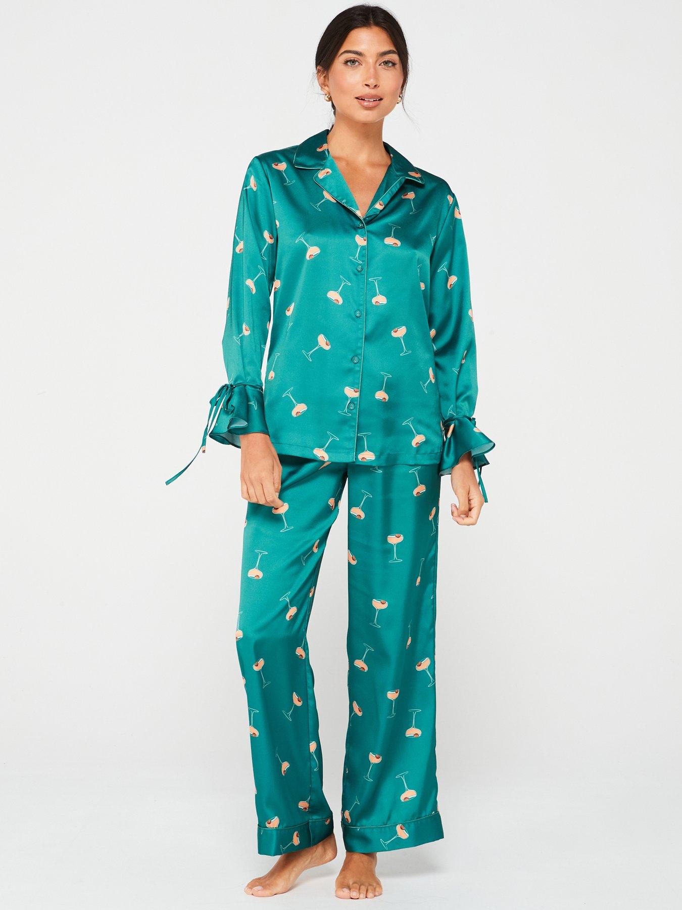 v-by-very-cocktailnbspprint-long-sleeve-pyjamanbspset-green