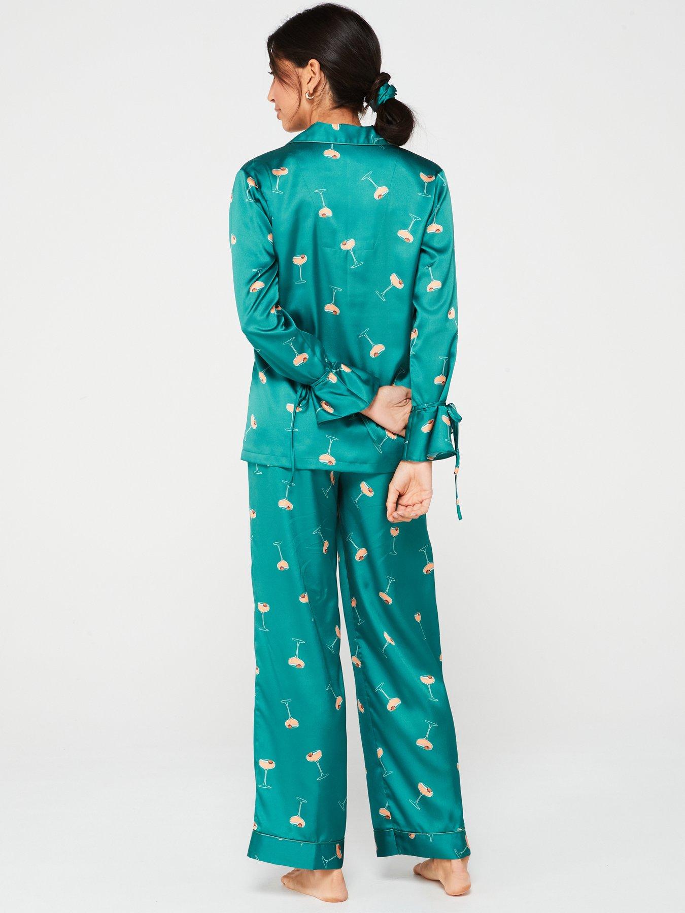 v-by-very-cocktailnbspprint-long-sleeve-pyjamanbspset-greenstillFront