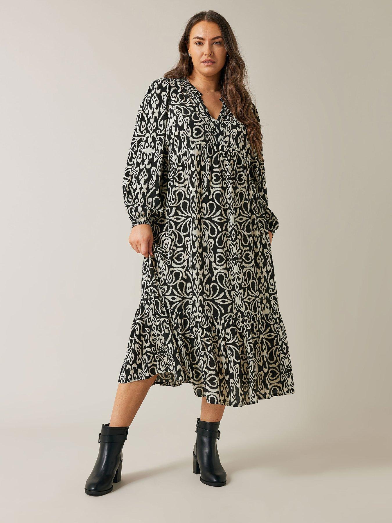 evans-34-sleeve-midi-dress-black