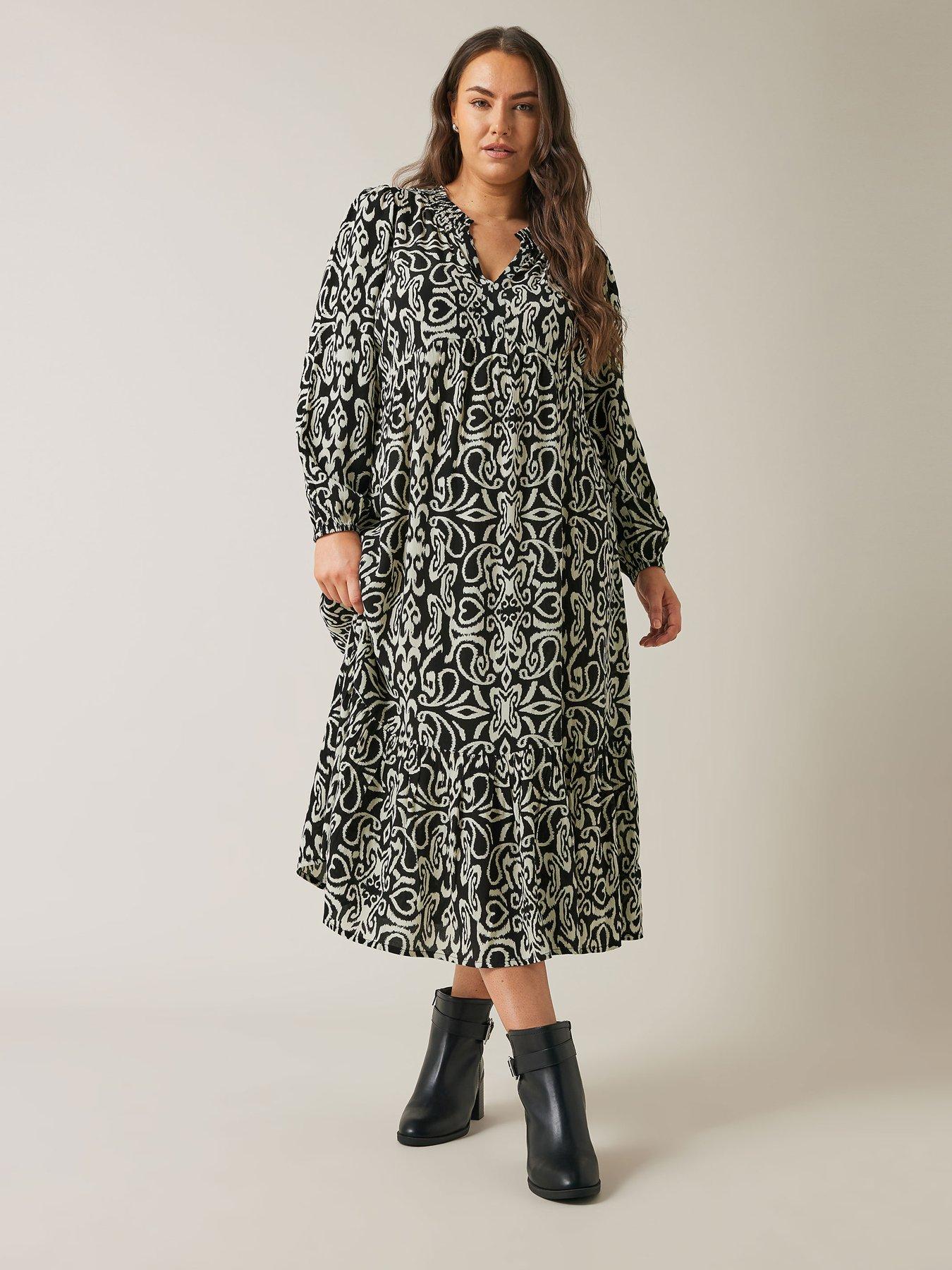 evans-34-sleeve-midi-dress-blackback