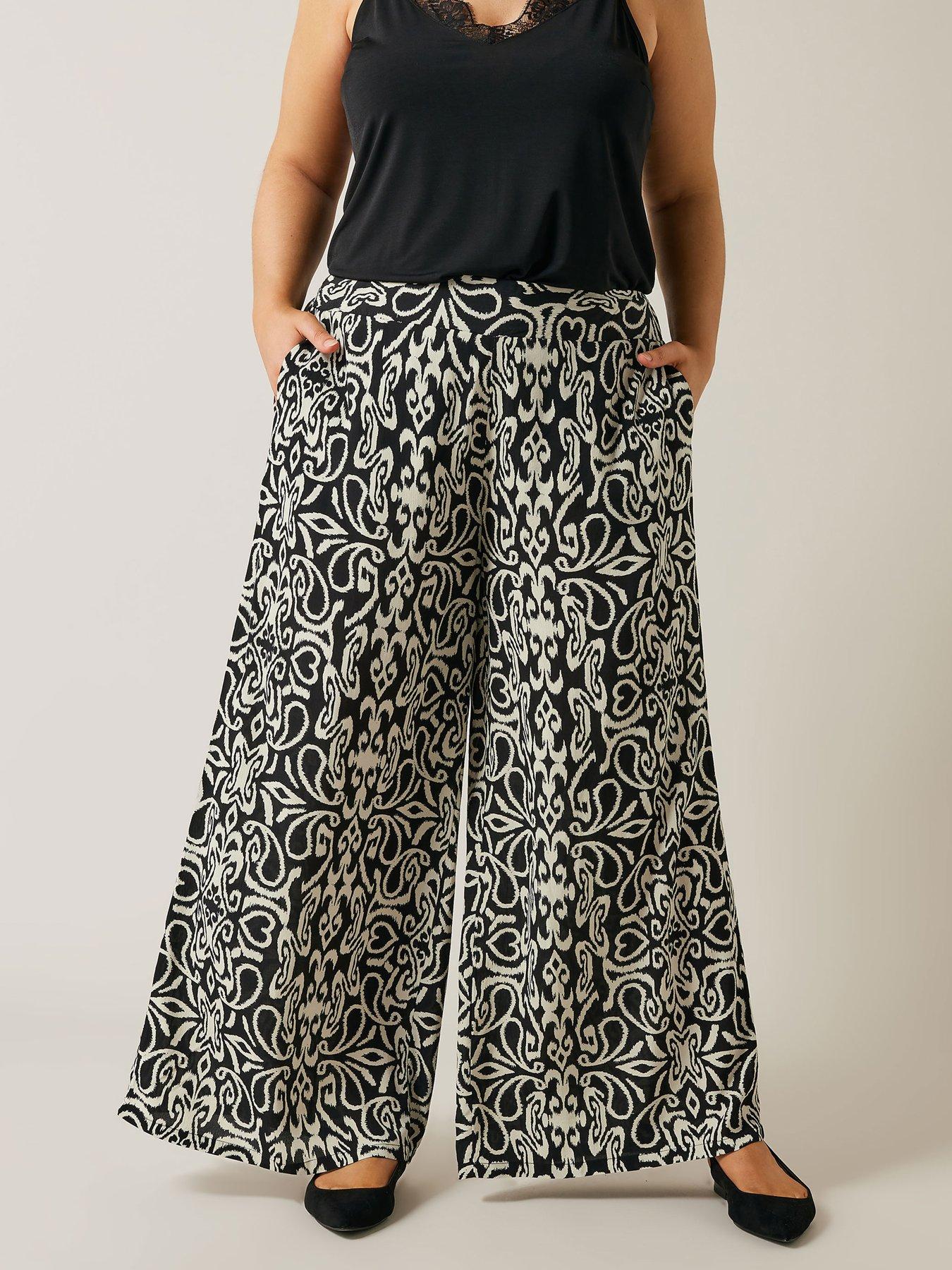 evans-printed-wide-leg-trouser-blackfront