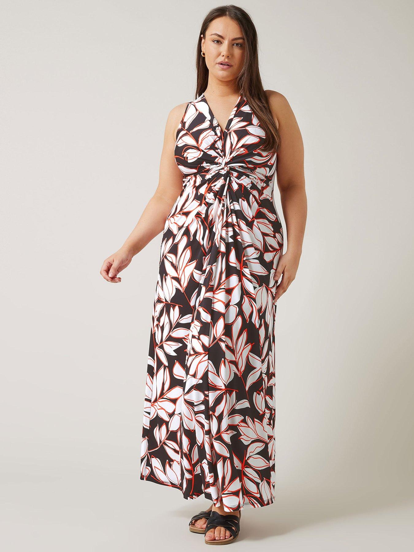 evans-floral-twist-midi-dress-black