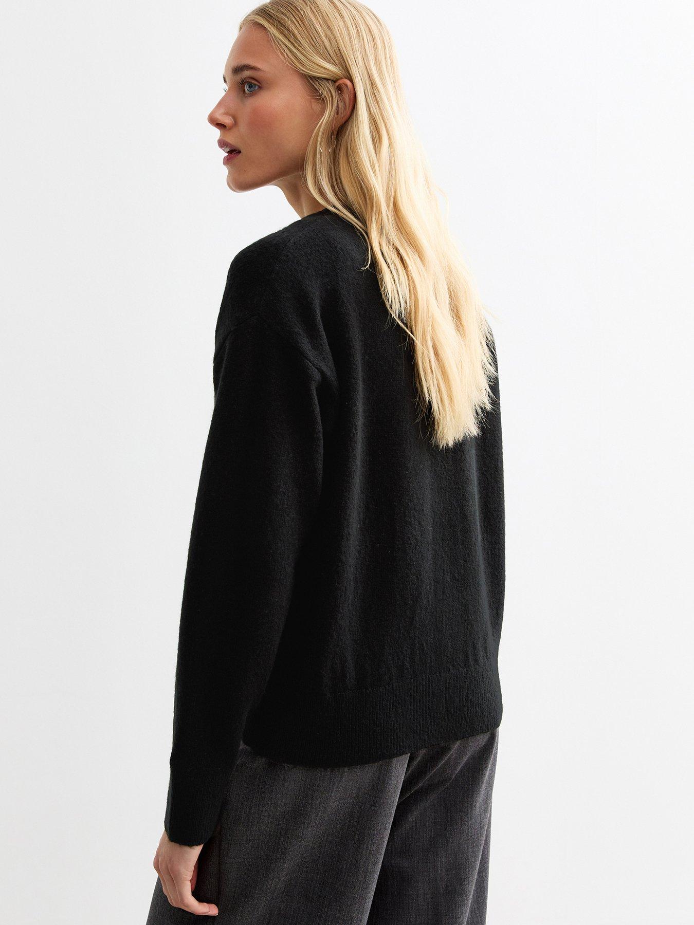 new-look-black-button-knit-cardiganstillFront