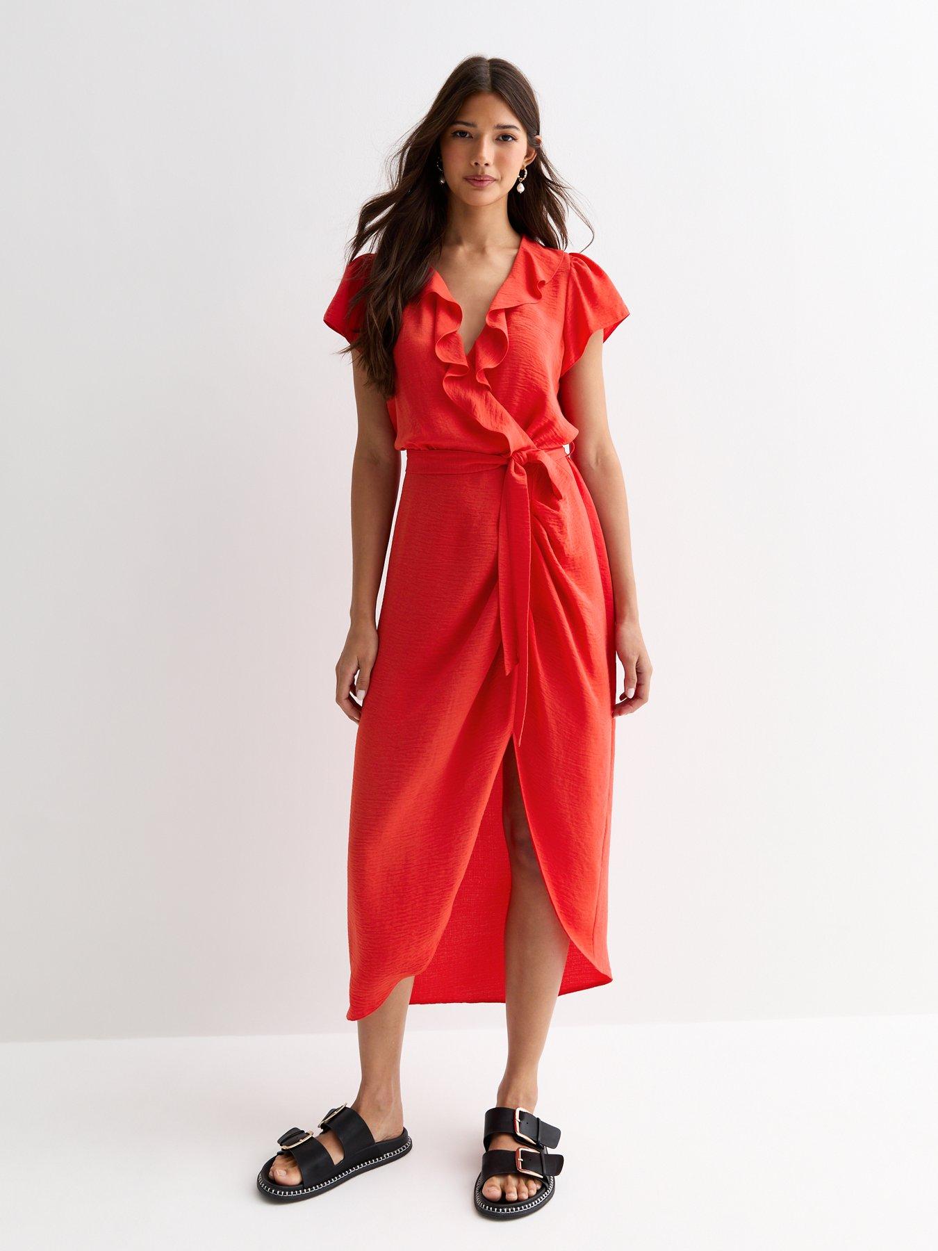 Wrap front frill dress top