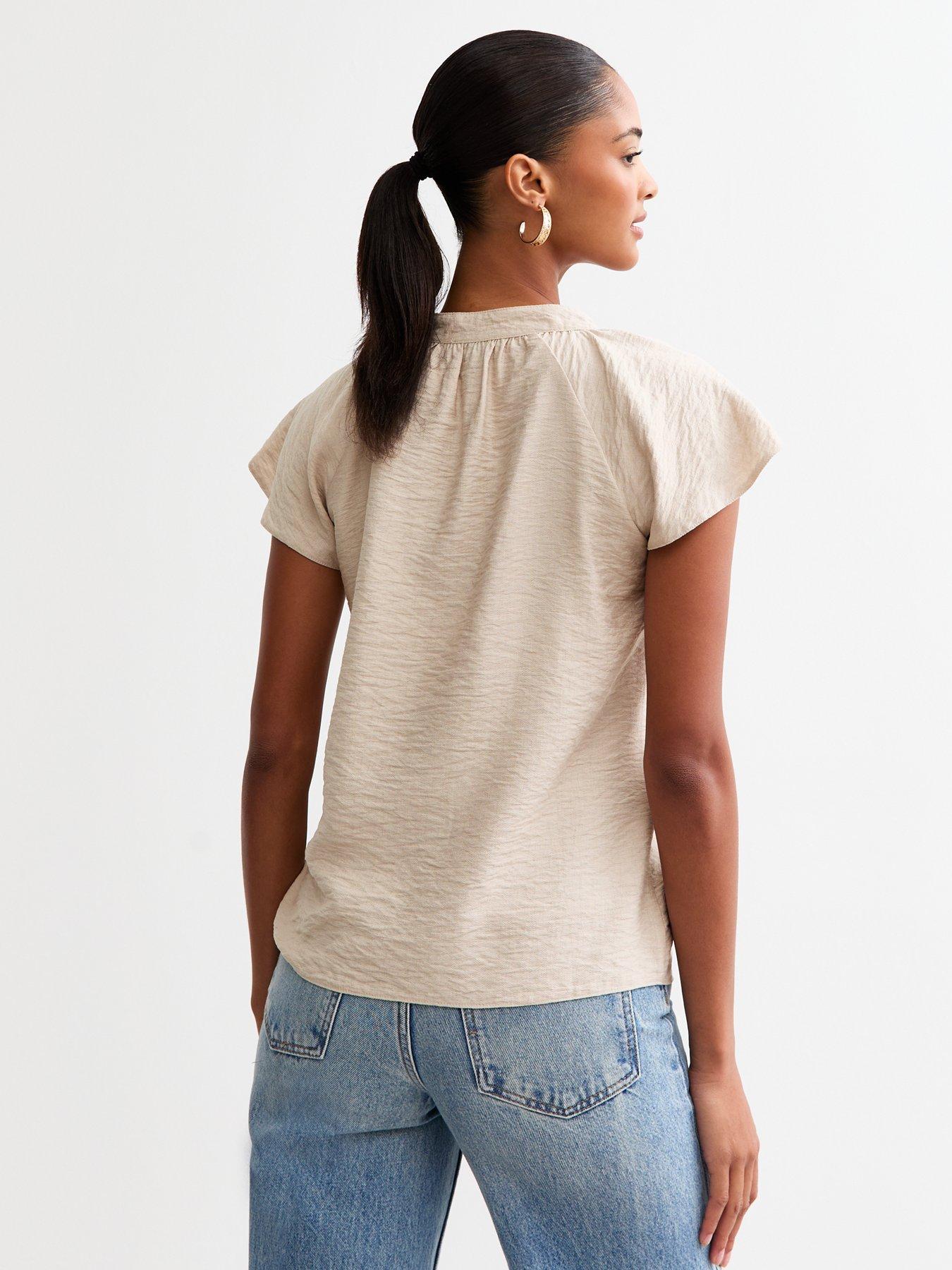 new-look-stone-raglan-sleeve-textured-blousestillFront