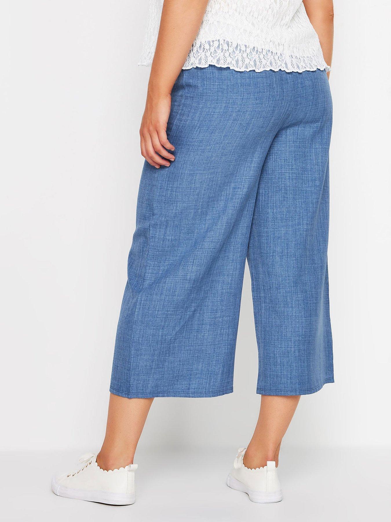 mco-petite-linen-look-culottes-bluestillFront