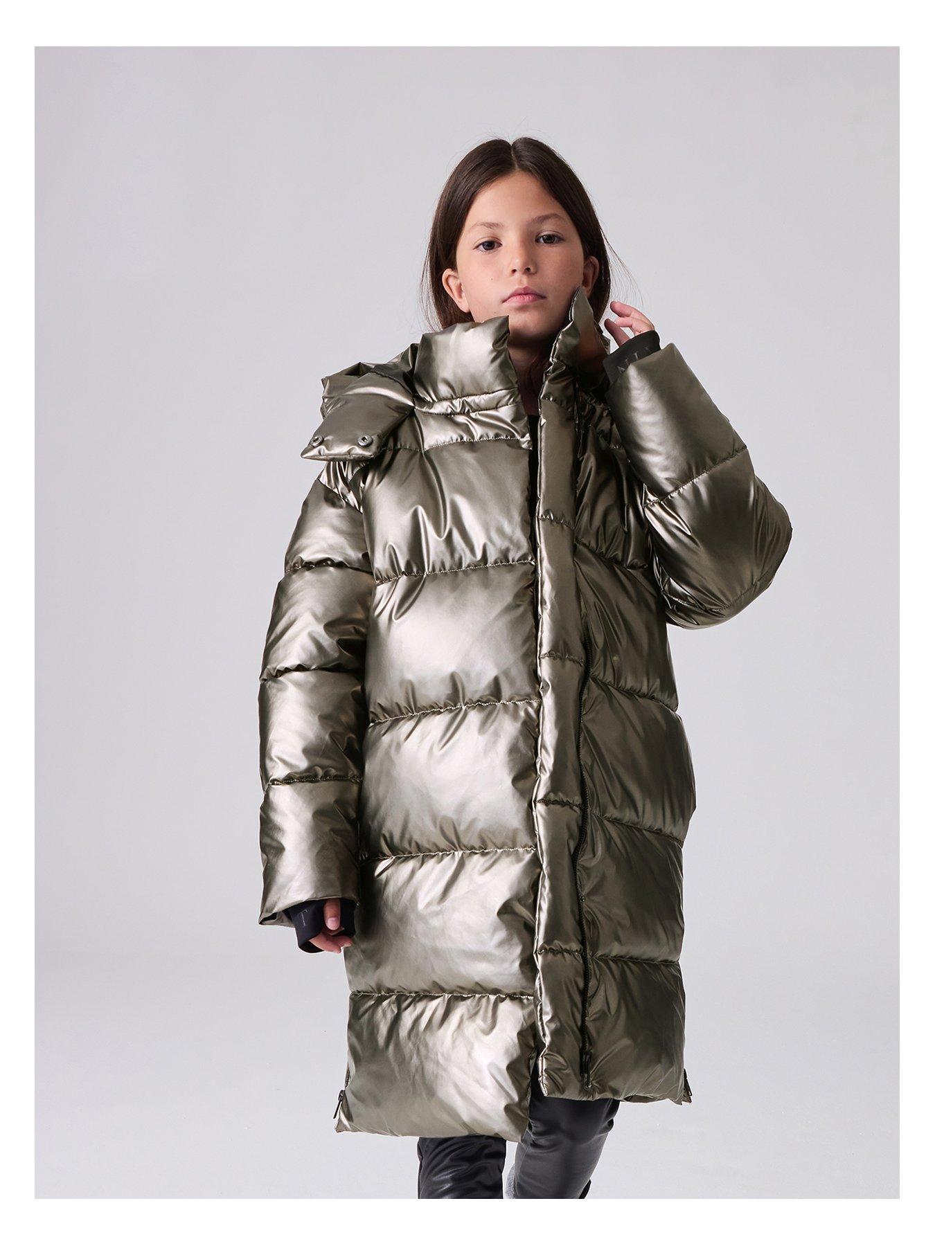 Metallic long puffer coat sale