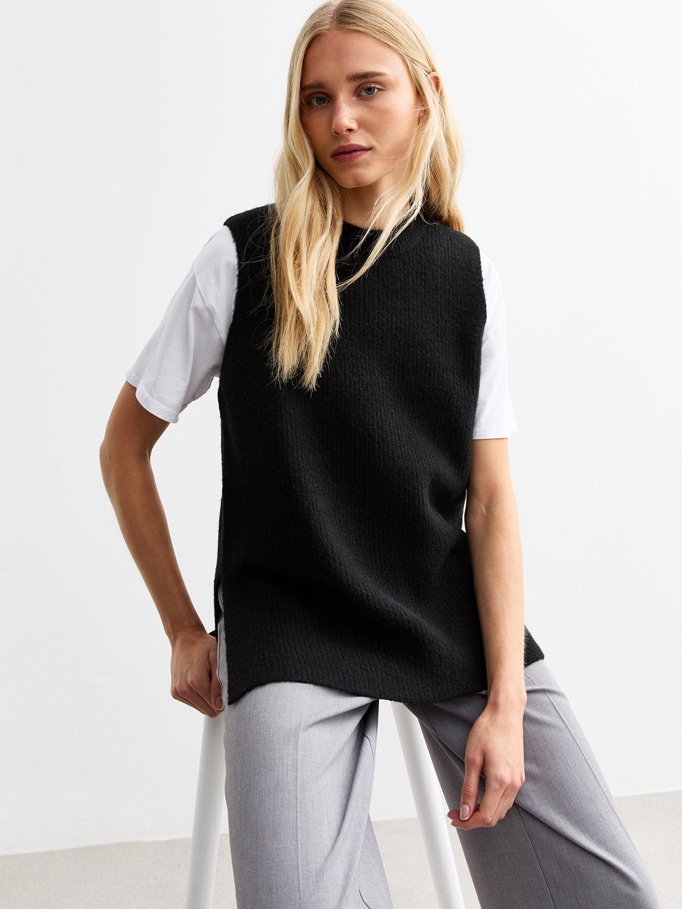 new-look-soft-knit-jumper-vest-black