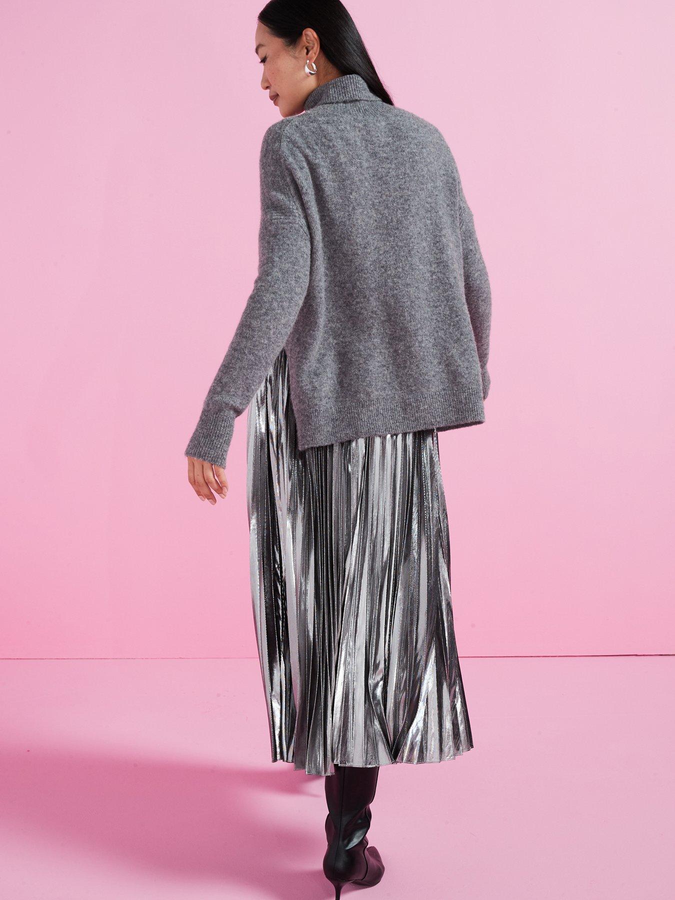 Image 2 of 6 of AllSaints Spark 2 In 1 Dress - Silver