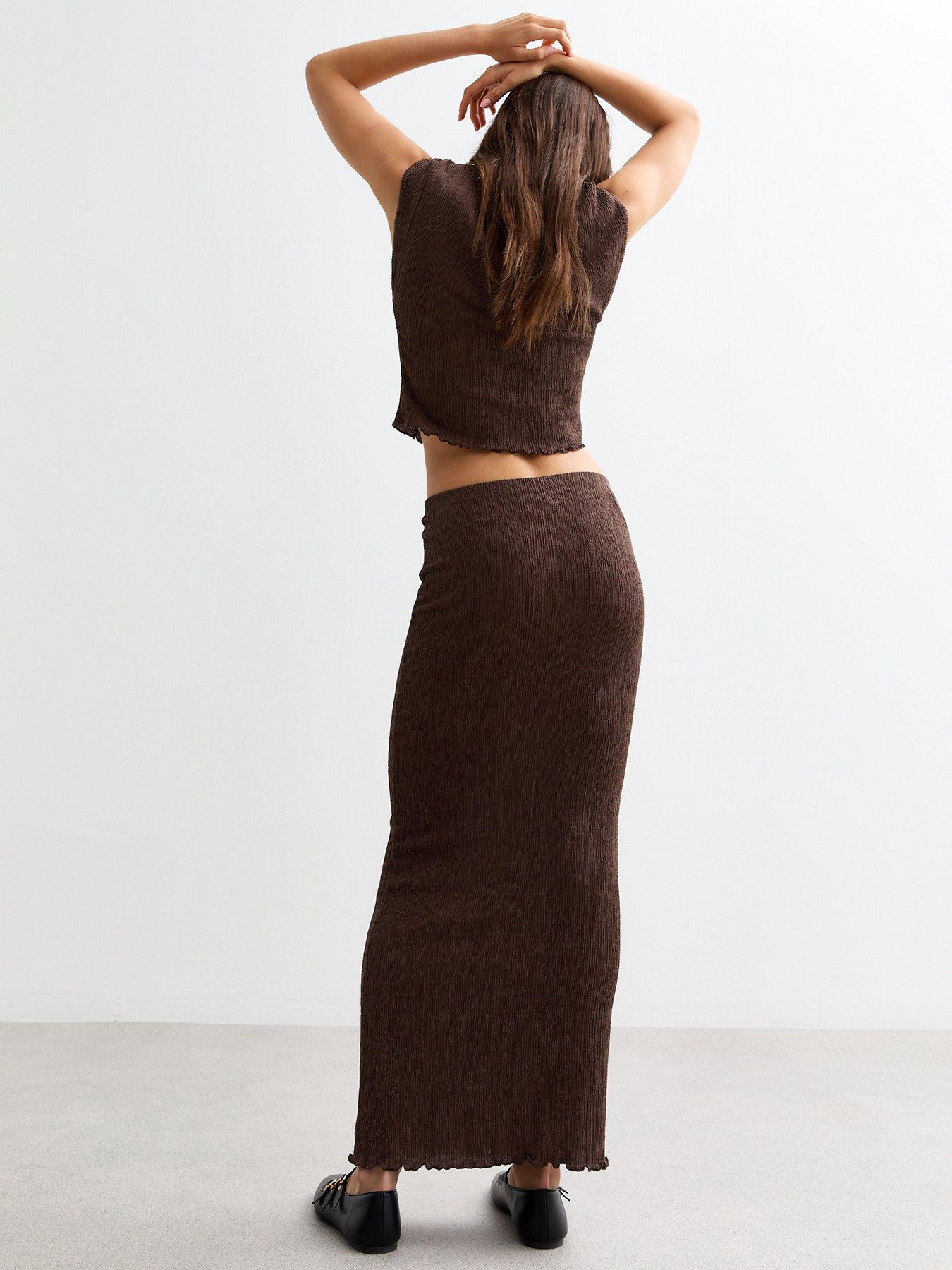 new-look-brown-textured-midi-skirtstillFront