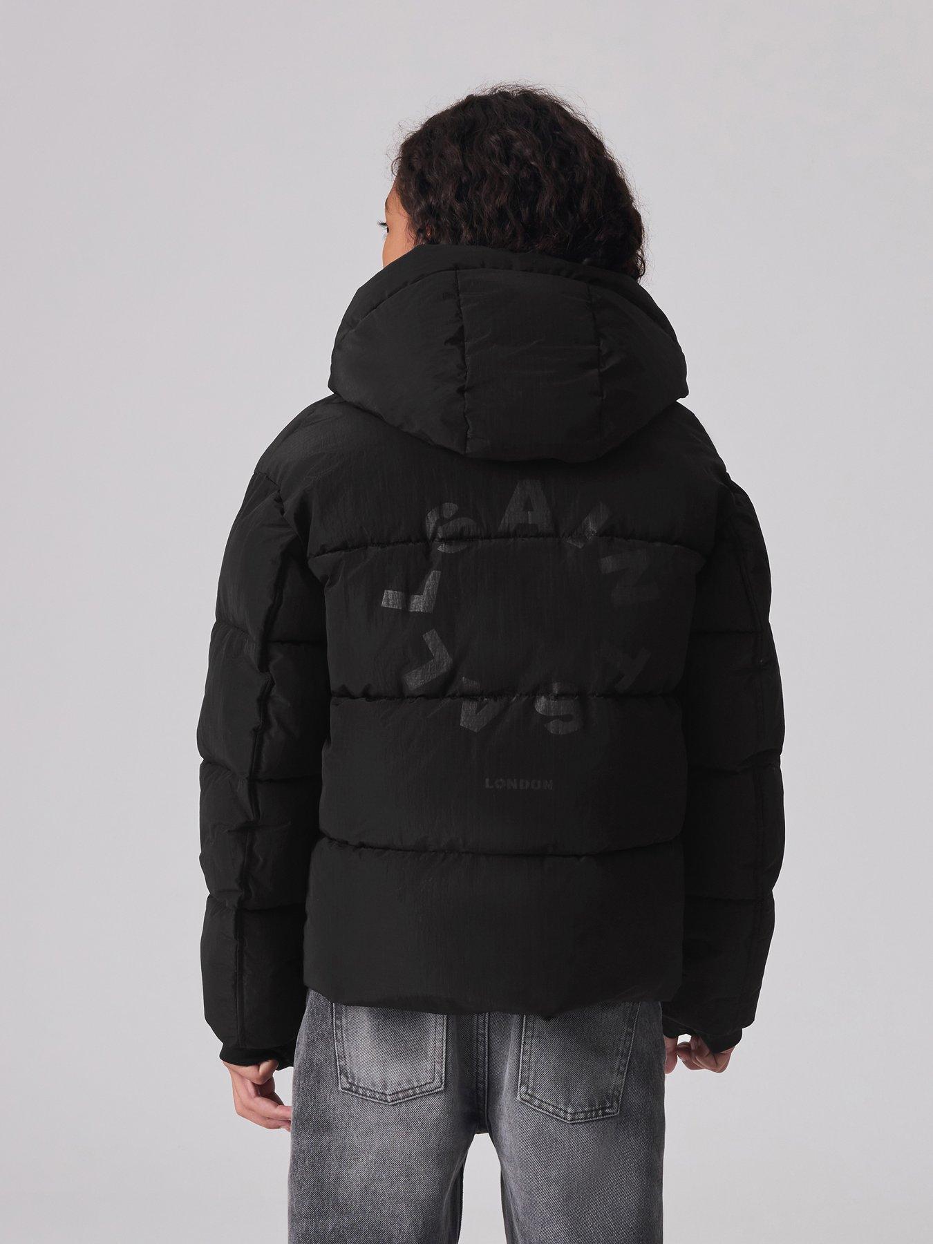 smallsaints-girls-short-padded-coat-blackstillFront