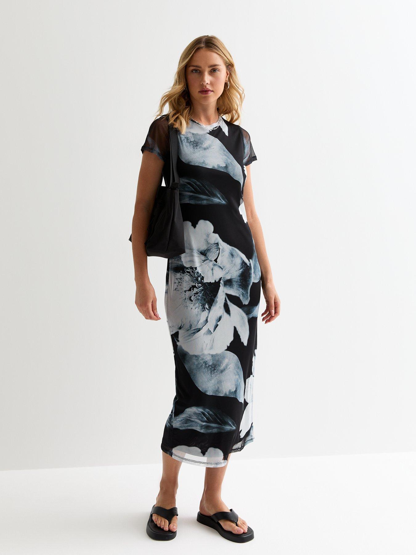 new-look-black-floral-print-mesh-midi-dressback