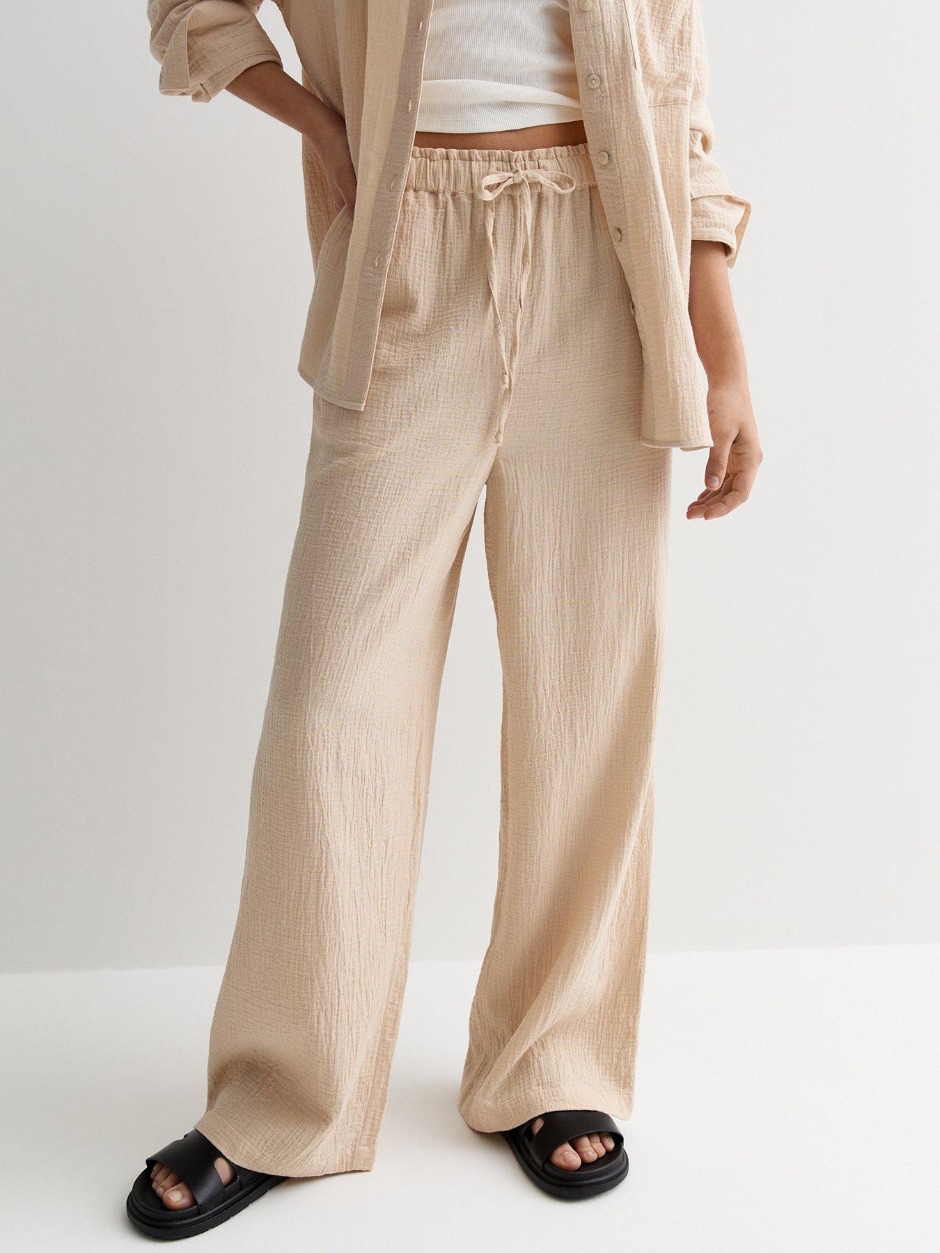 new-look-stone-cotton-wide-leg-trousers