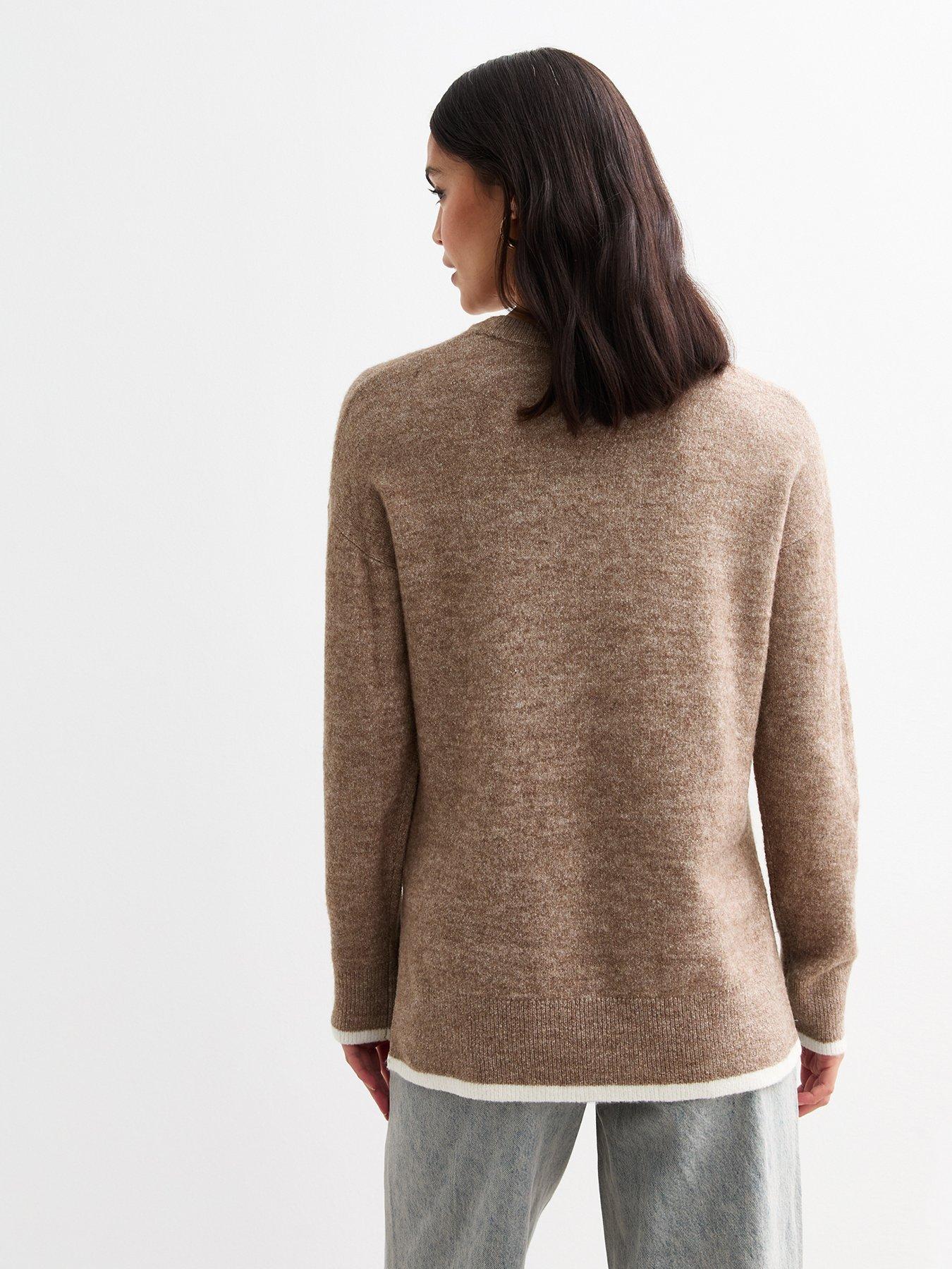 new-look-contrast-trim-knit-crew-neck-jumper-brownstillFront