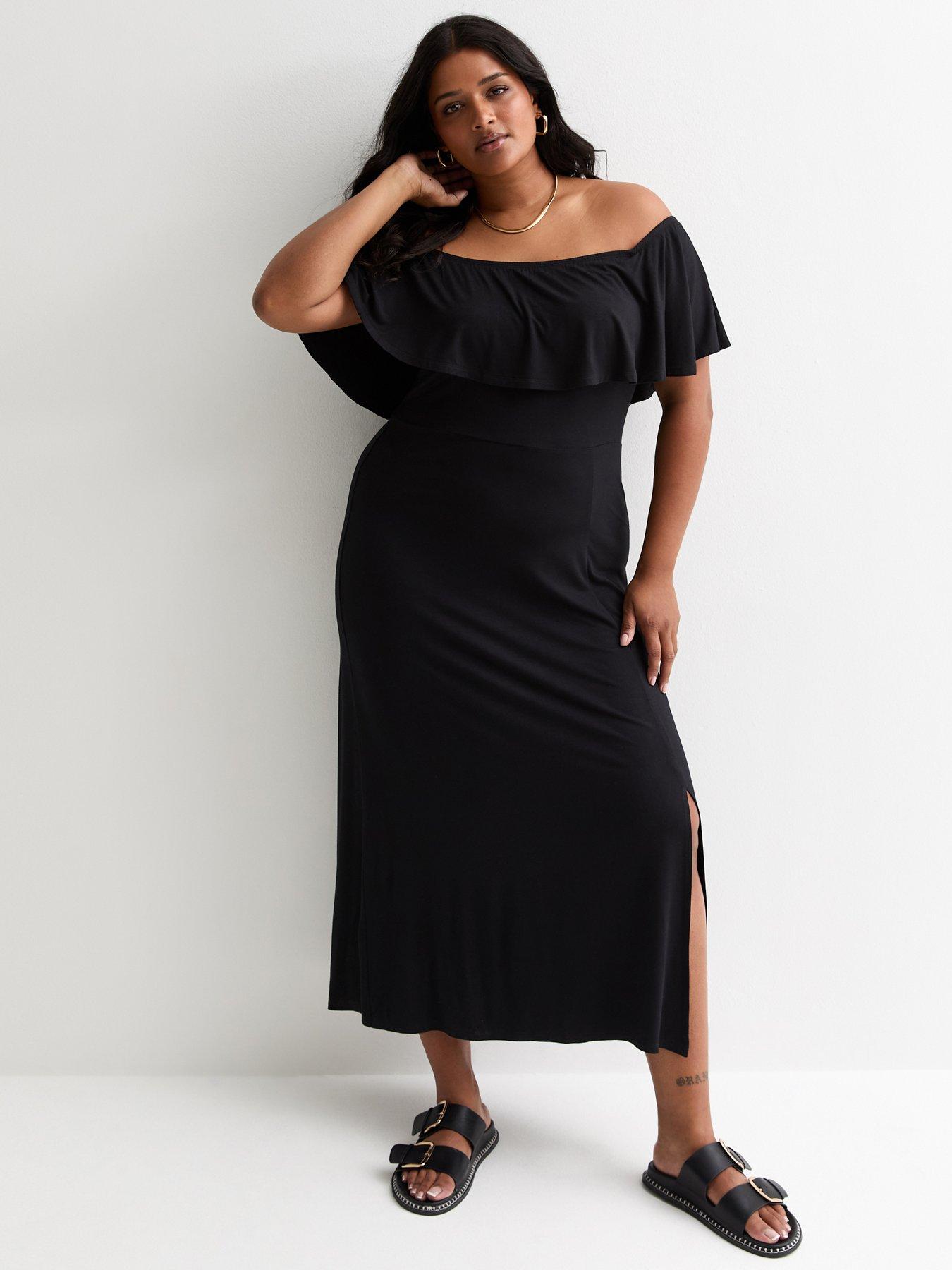 new-look-bardot-midi-dress-black