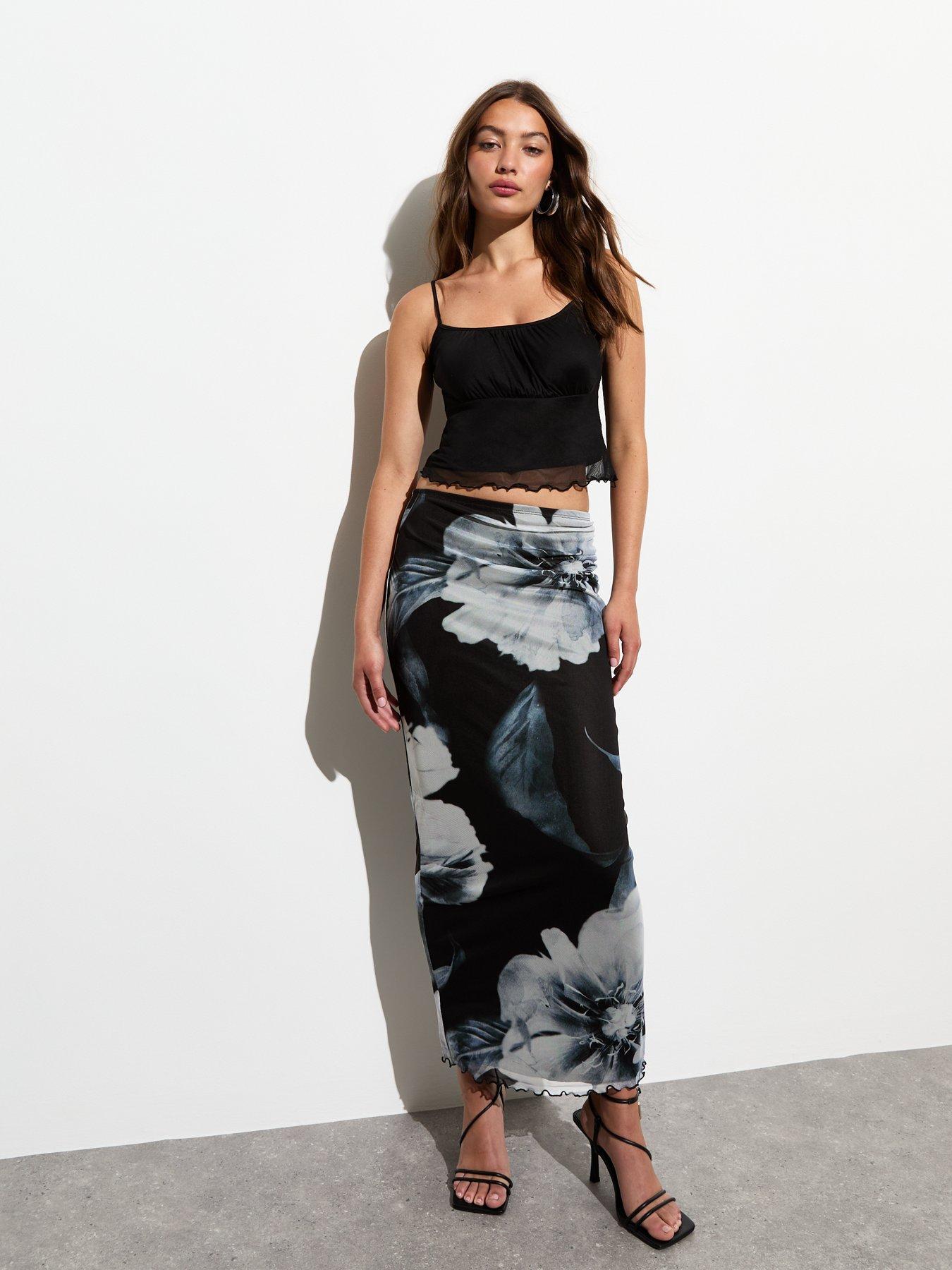 new-look-black-floral-print-mesh-midi-skirt