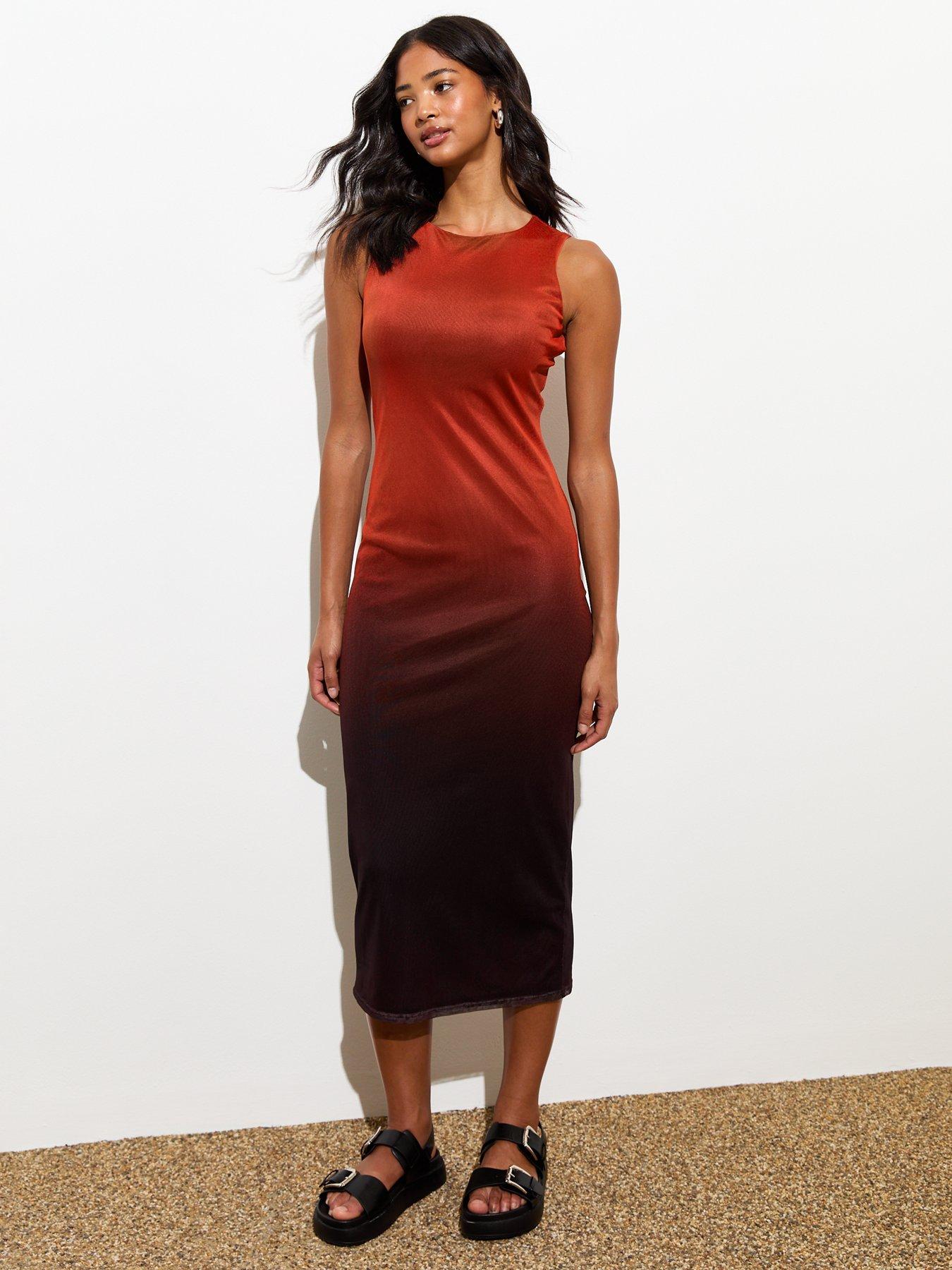 new-look-red-ombre-print-sleeveless-mesh-midi-dress