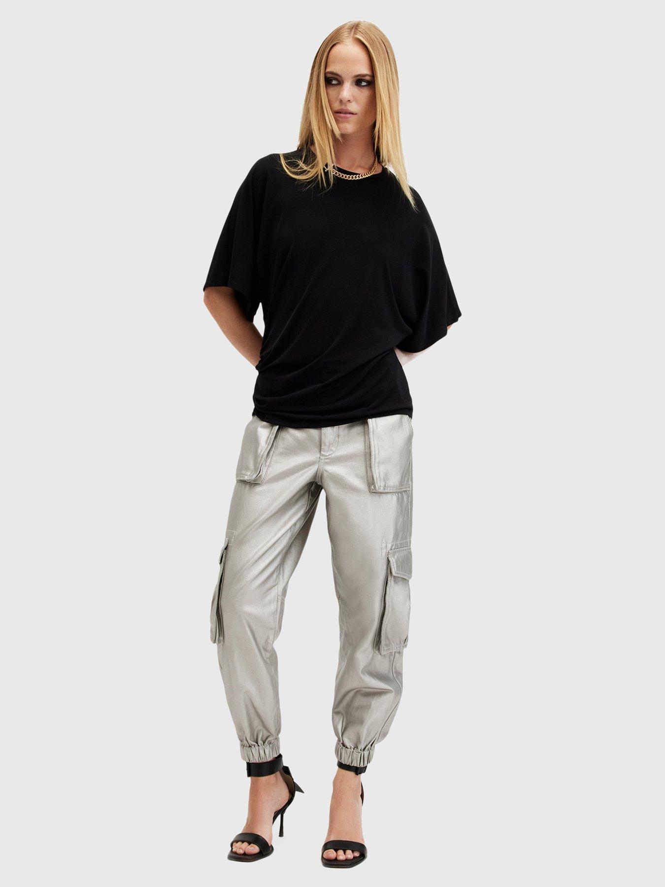 allsaints-freda-metallic-coated-cargo-trousers-silversage-green