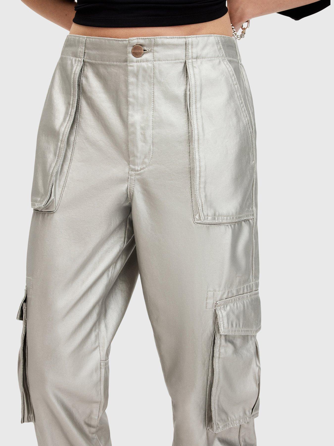 allsaints-freda-metallic-coated-cargo-trousers-silversage-greenback